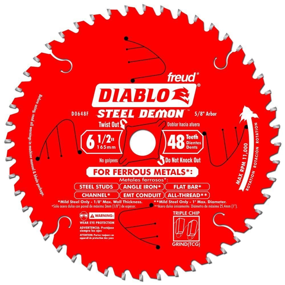Freud Diablo D0648F 6-1/2" x 48-Tooth Steel Demon TCG Ferrous Cutting Circular Saw Blade 5/8" Arbor