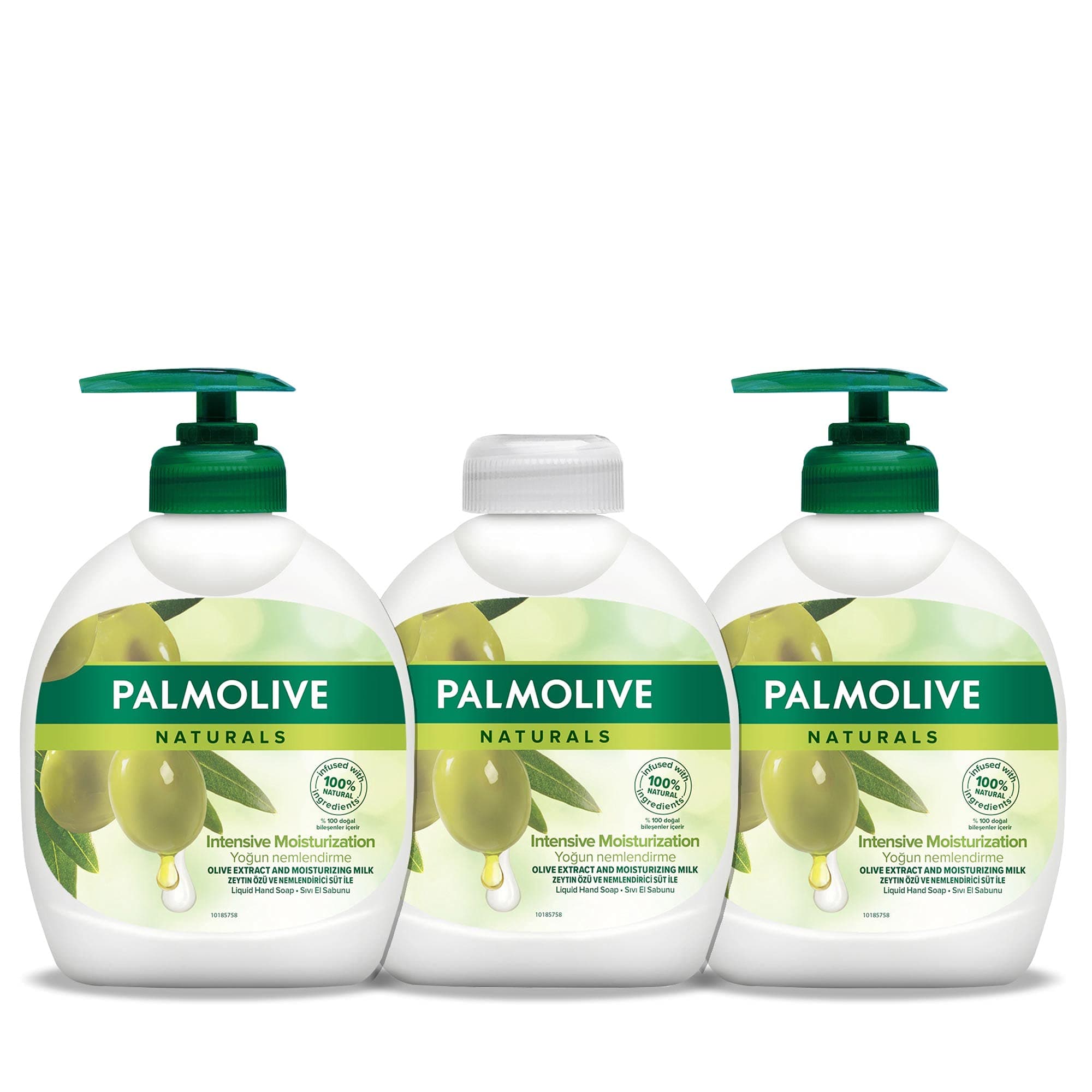 Liquid Hand Soap Pump, Olive & Milk, 3 X 300 Ml
