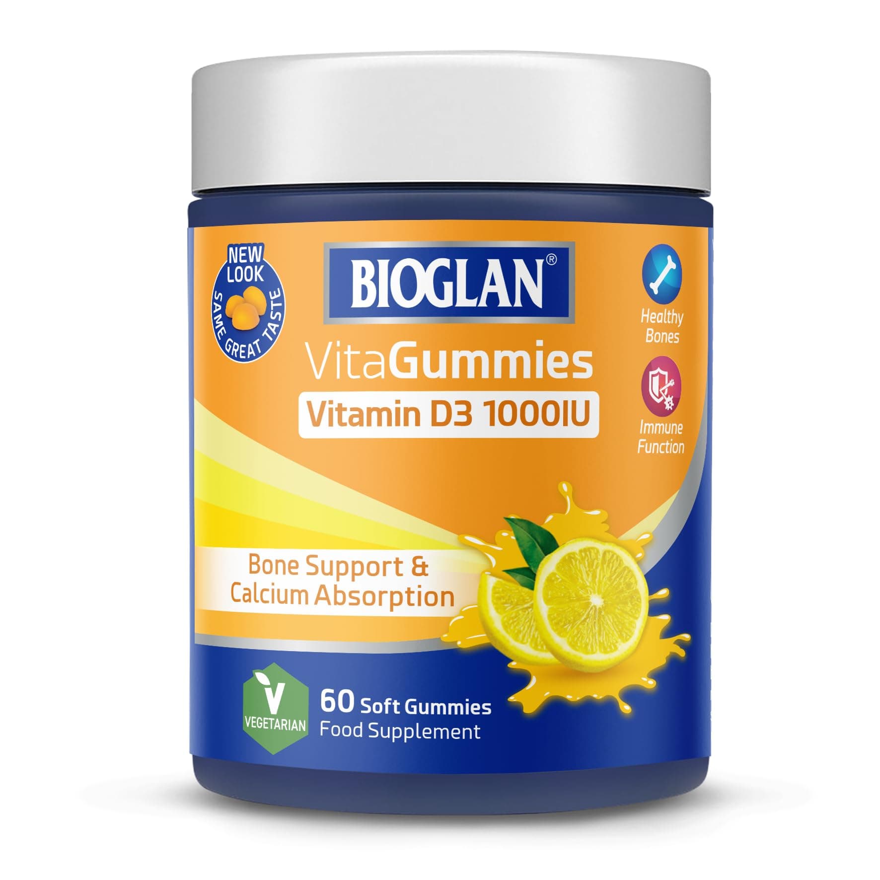 VitaGummies Vitamin D3 Supplements | 60 Vegetarian-Friendly, Lemon-Flavored Gummies | Boost Bone & Immune Strength