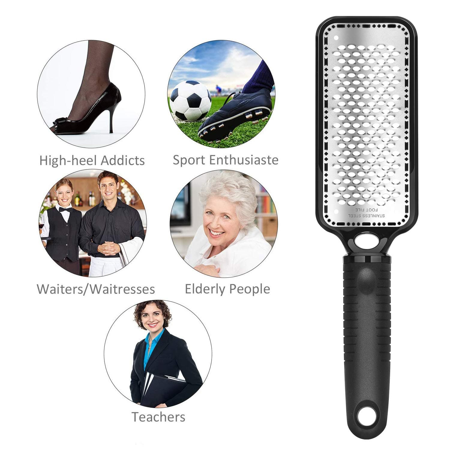 Pedicure Foot File Foot Grater - Ejiubas Callous Remover File Foot Rasp Colossal Foot Scrubber Stainless Steel Feet File Callus Remover Tool for Dry and Wet Feet