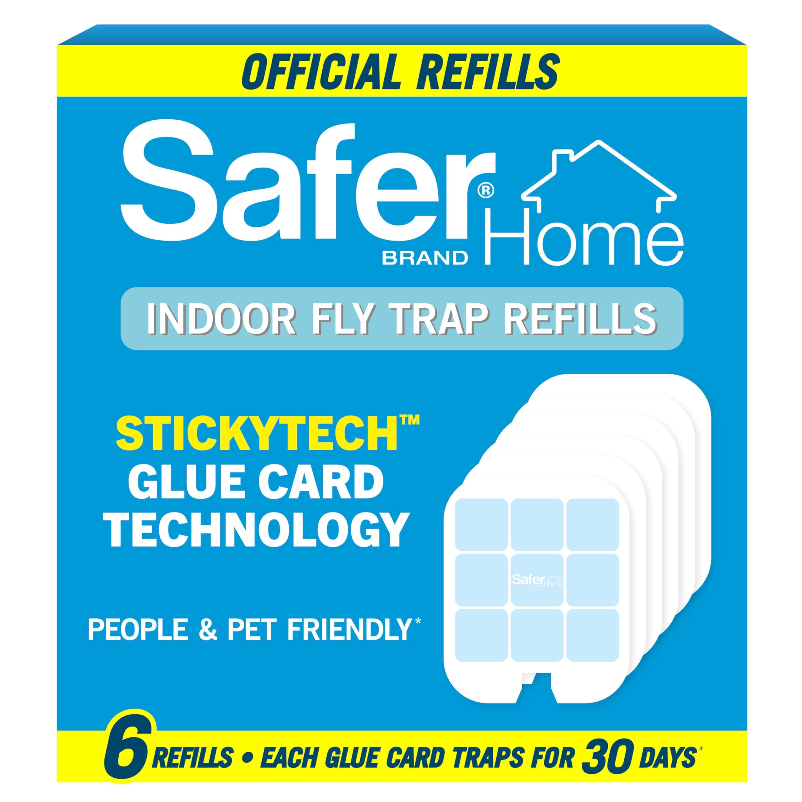 Safer Brand Home SH506 Indoor Plug-in Fly Trap Refill Pack of 6 Glue Cards for SH502 Indoor Fly Trap