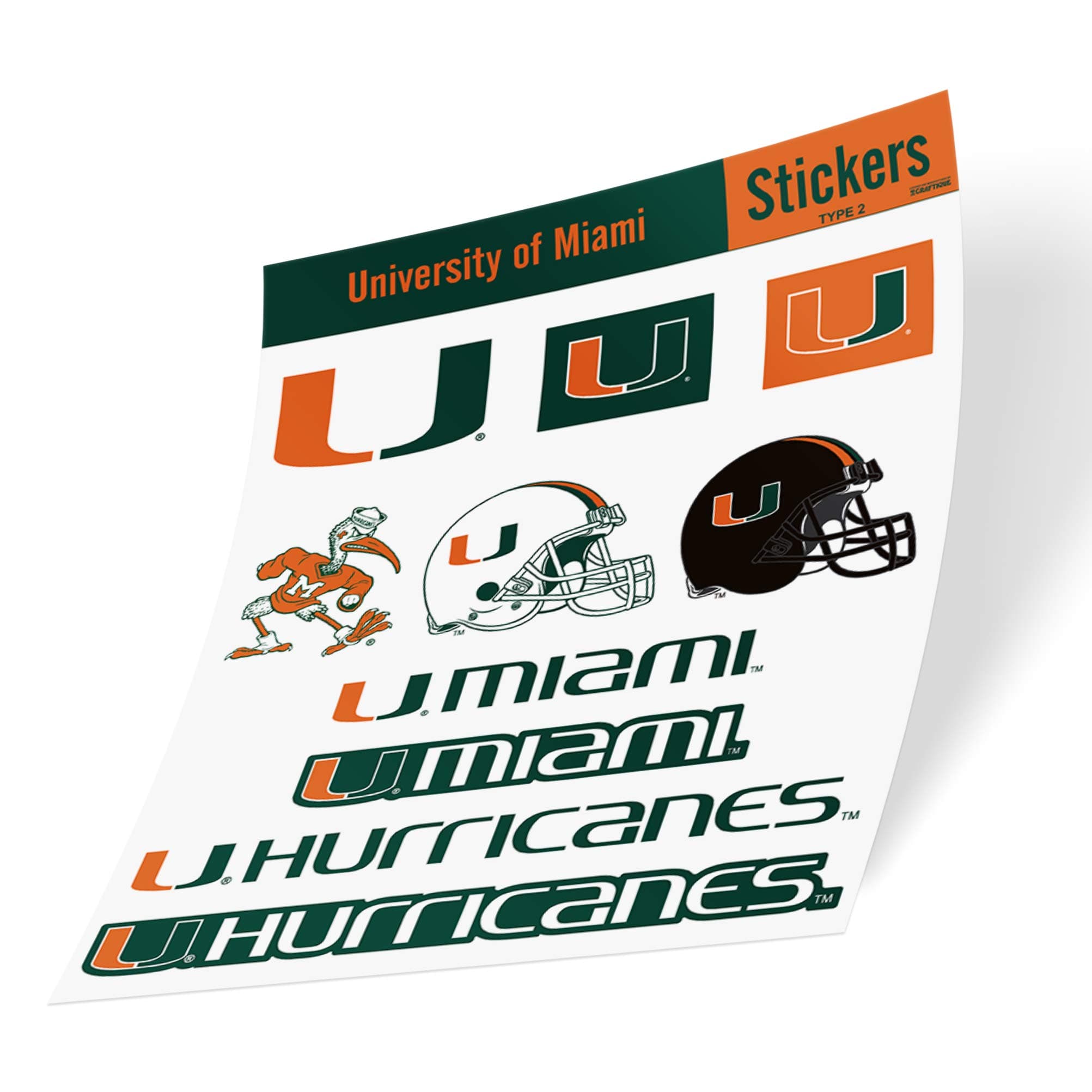 Desert Cactus University of Miami Sticker Hurricanes Vinyl Decals Laptop Water Bottle Car Scrapbook Sheet (Type 2 C)