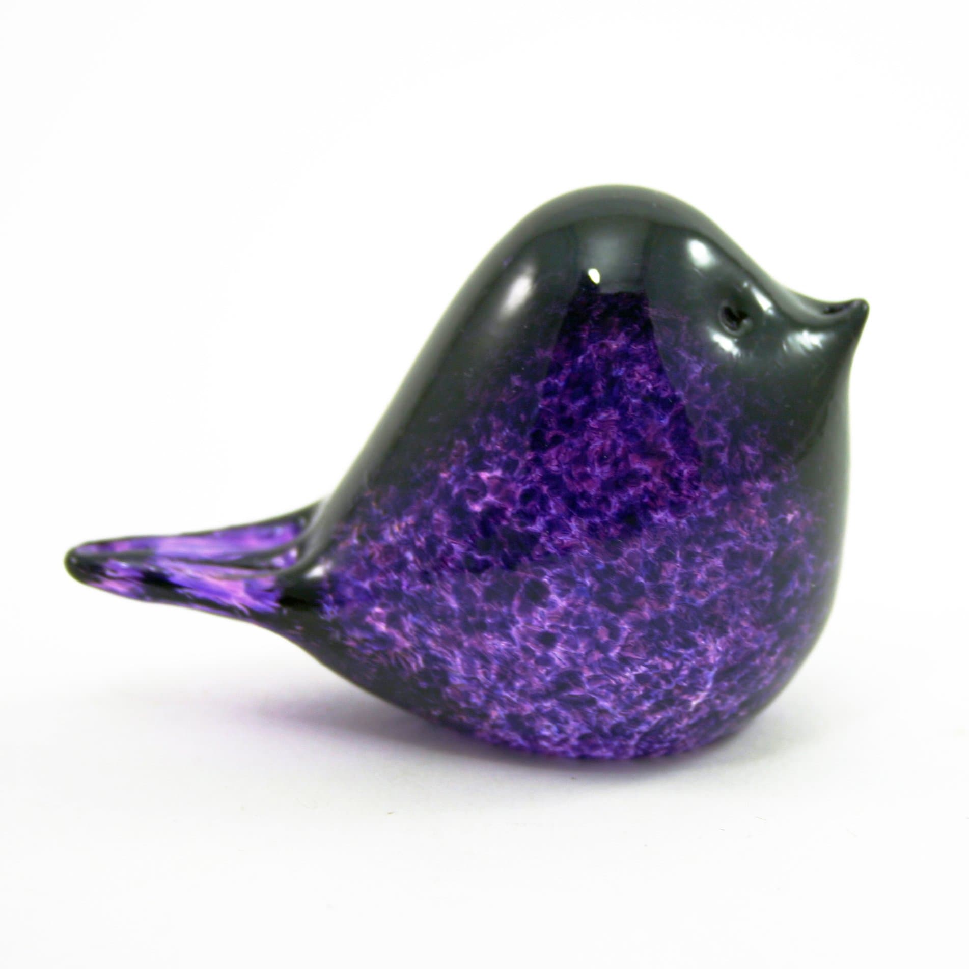 'Little Birds' Hand Sculpted Glass Figurine (Purple)