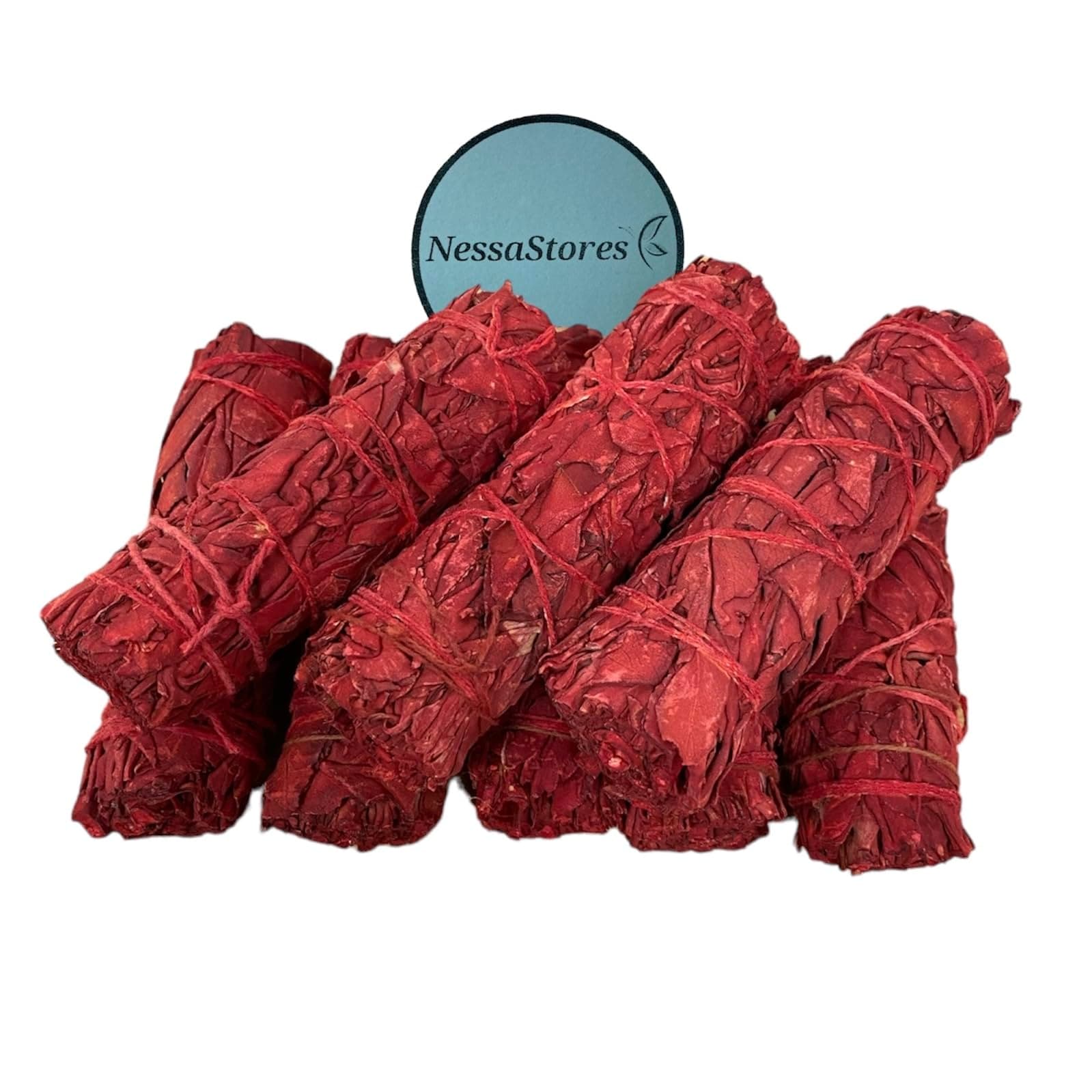 NessaStores 6 Dragon's Blood Sage Smudge Sticks, 4 Inch Hand Tied, All Natural, Ethically Sourced for Home Cleansing, Stress Relief, & Clearing Negative Energy. JC-160