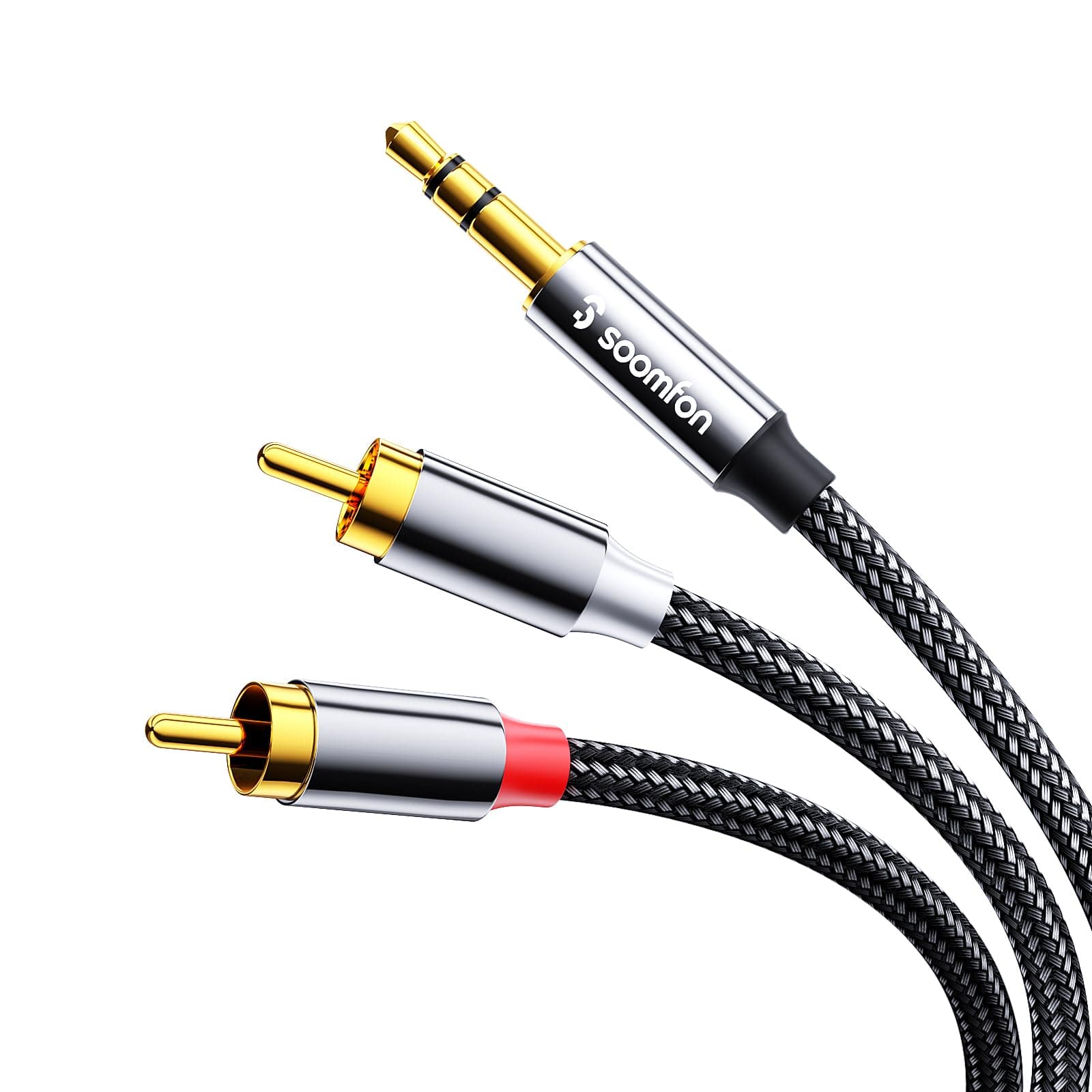 RCA to 3.5mm Audio Cable Aux 3.5mm to 2RCA Audio Cable 2 Meters, Red and White to 3.5mm Jack Cable with Durable Nylon Braided Gold-plated for Phone/Car/Speakers/Tablets/Home Theater/HDTV