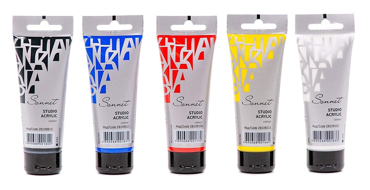 Nevskaya palitra Sonnet Studio Acrylic Paint Set of 5, 75ML Each in Tubes
