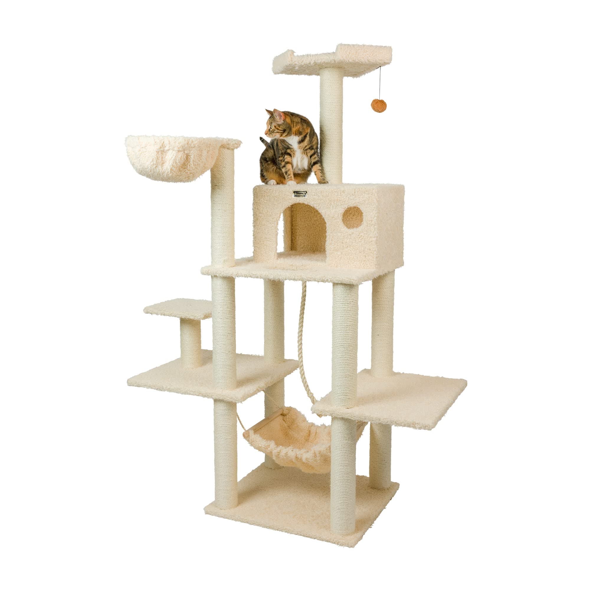 ArmarkatMult -Level Cat Tree Hammock Bed, Real Wood Climbing Center for Cats and Kittens A6901, Beige, 69" Height