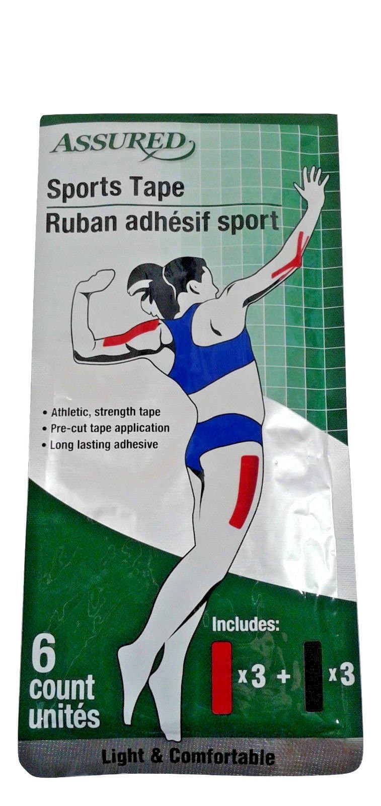 ASSURED Athletic SPORTS TAPE Adhesive Wraps Strength (Light & Comfortable) 6-Count Package by Sports Tape