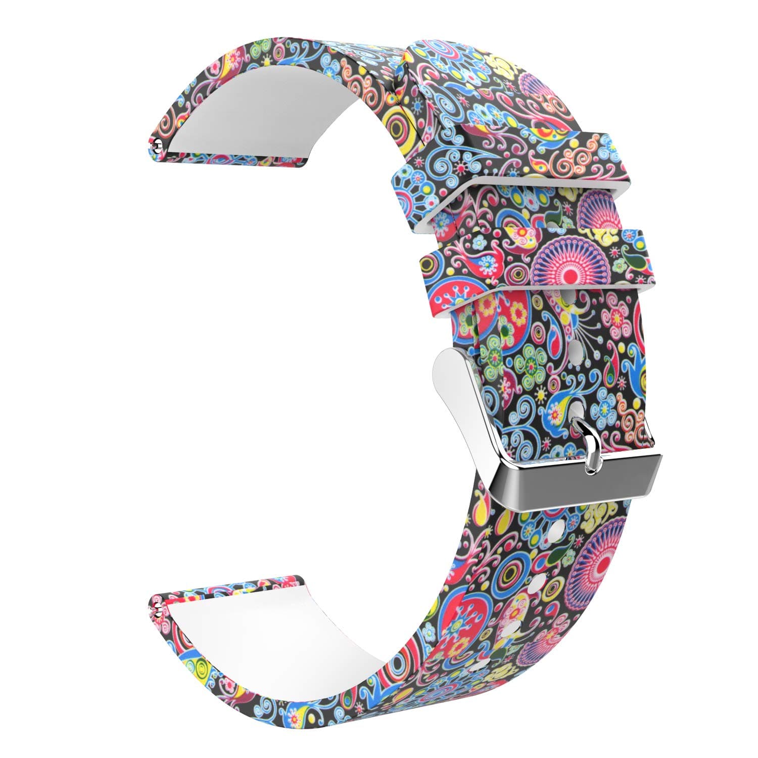 Emibele 20mm Universal Watch Band, Premium Soft Silicone Tabby Print Pattern Adjustable Replacement Strap for 20mm Sport Strap, Colorful Jellyfish