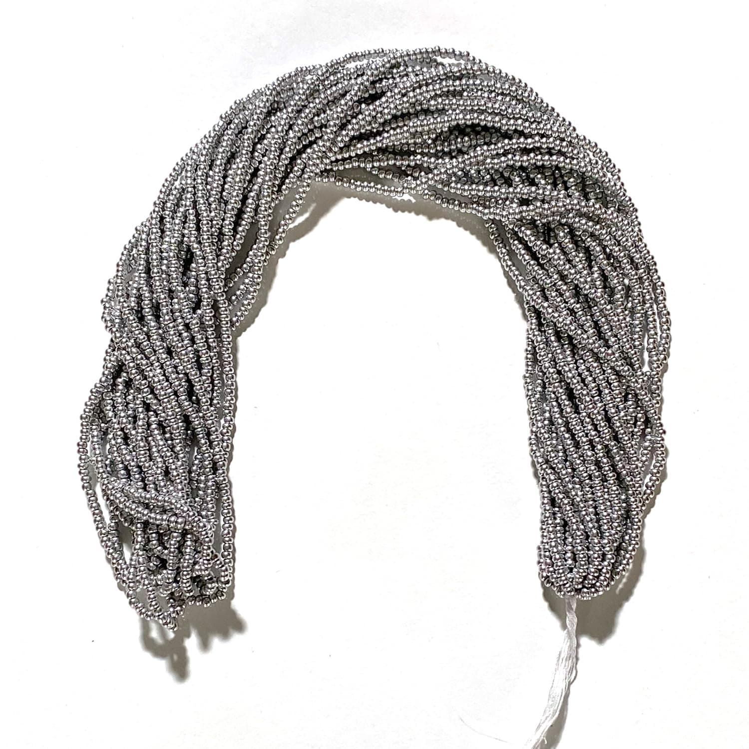 Czech 11/0 Glass Seed Beads - 12 String Hanks, Aluminium Silver Color (Aluminium Silver)