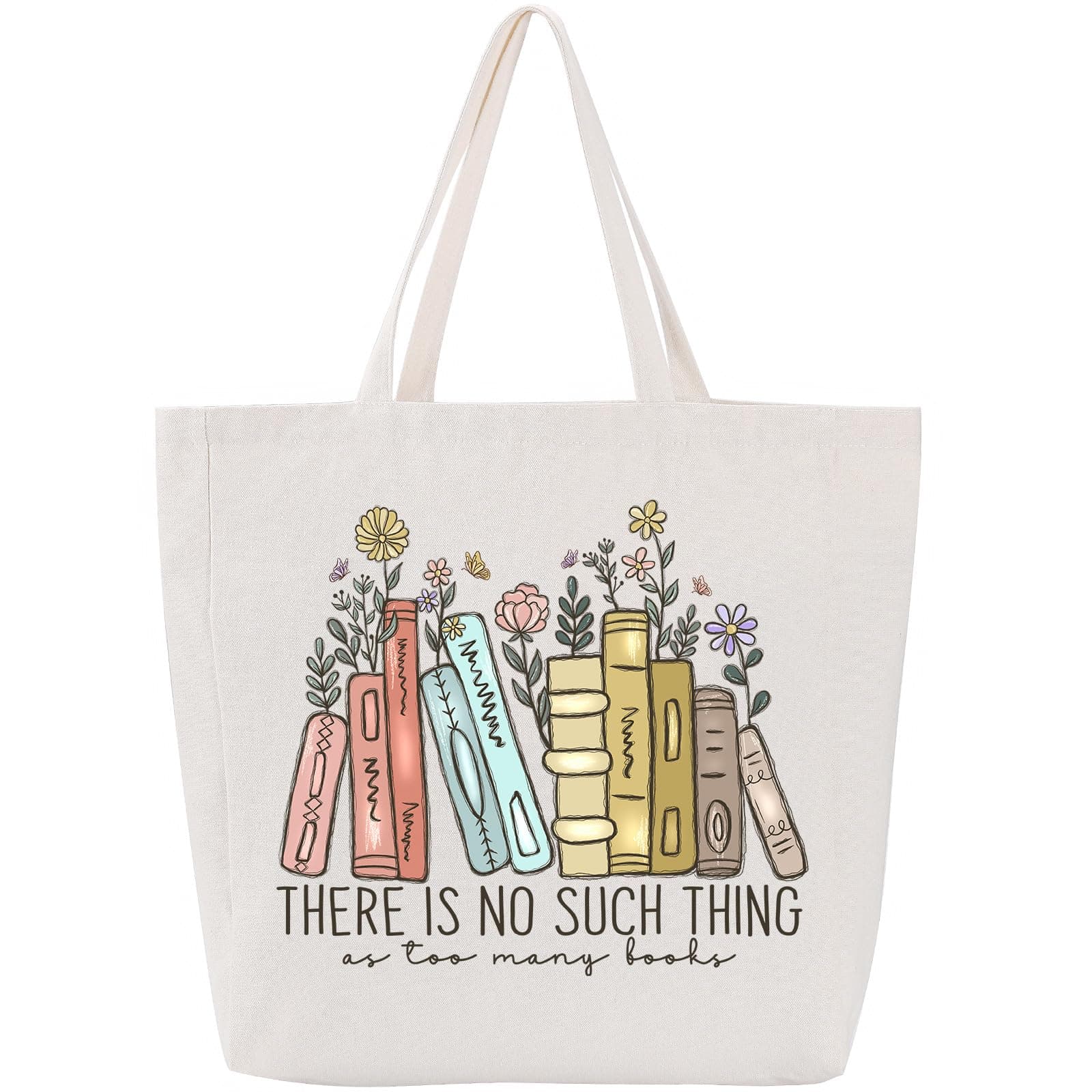 LEADO Cute Canvas Tote Bag with Pocket, Book Lovers Gifts - Mothers Day, Birthday, Book Club Gifts for Book Lovers Women - Reading Accessories, Librarian, Bookish, Readers, Teacher, Library Present