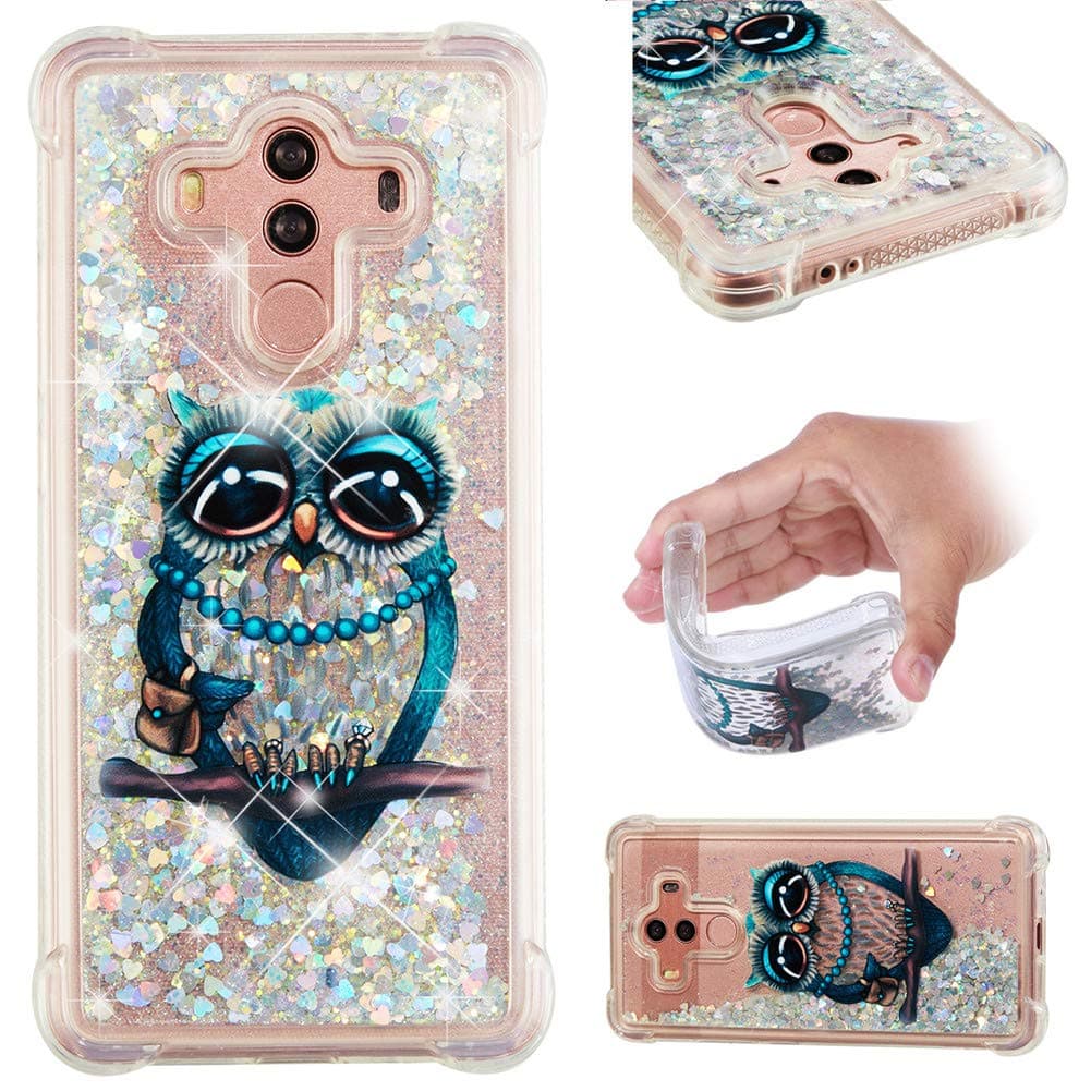 MRSTERUS Case for Huawei Mate 10 Pro,Glitter Liquid Sparkle Floating Shiny Quicksand Clear Soft TPU Silicone Shockproof Protective Bumper Thin Cover for Huawei Mate 10 Pro Big Eyed owl YBL