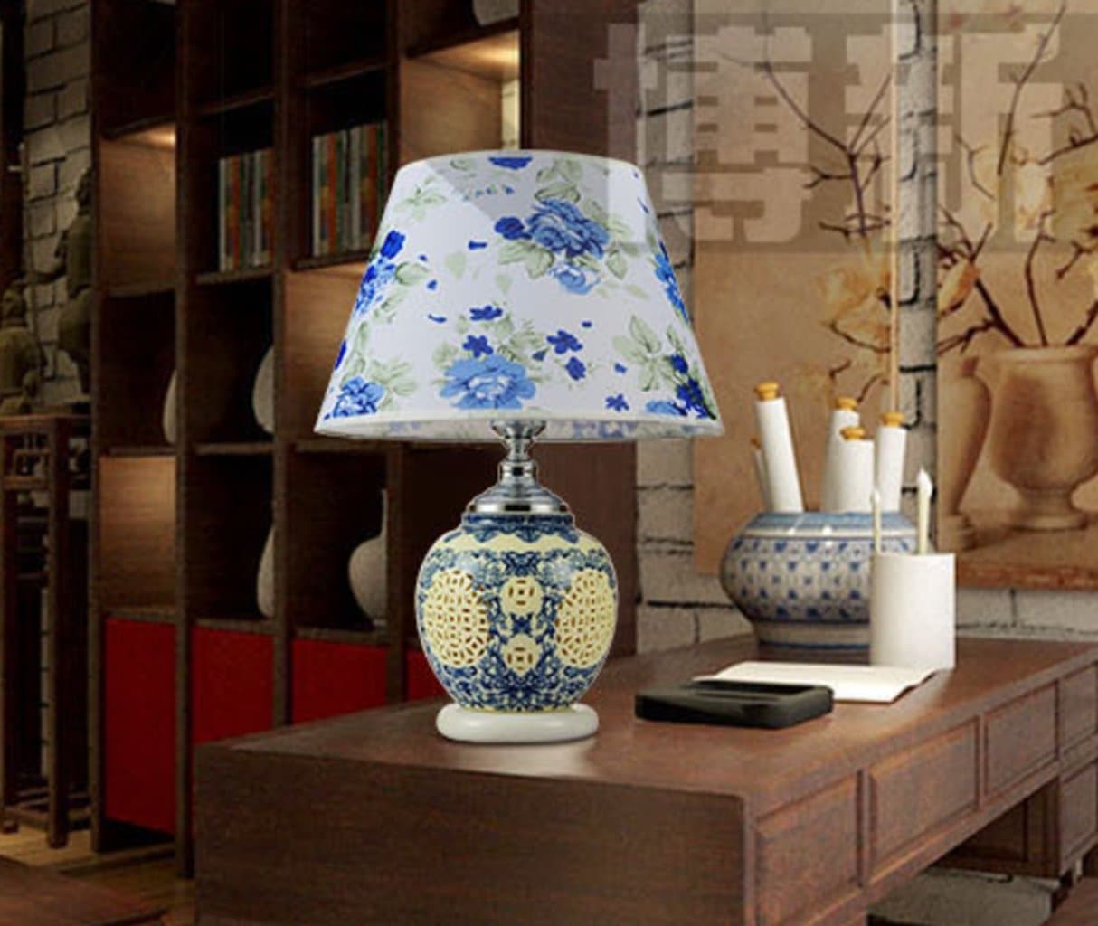 Sucatle Traditional, Chinese, Ceramic, lamp, Blue and White Porcelain, Table lamp, Living Room, Bedroom, lamp, Study, Bed, Table lampSucatle