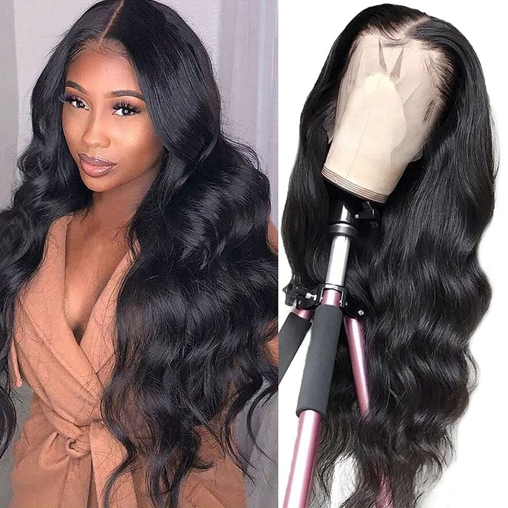 9A Lace Front Wigs Human Hair 16inch Body Wave Human Hair Wigs For Black Women 13X4 Brazilian Lace Front Wigs Body Wave Lace Front Wigs with Baby Hair (16", Natural Color)