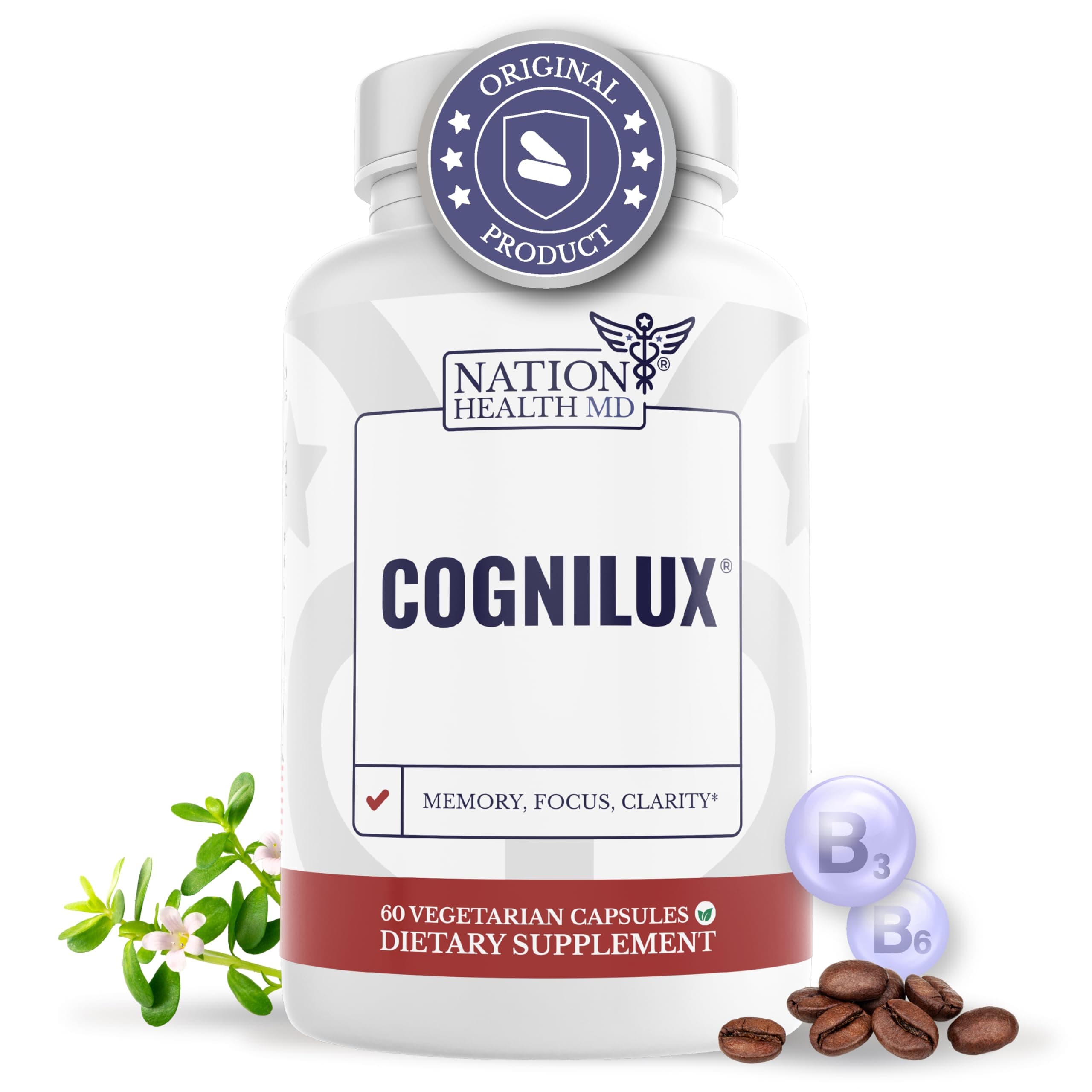 Cognilux - Brain Supplements for Memory and Focus - Nootropic Focus Supplement with Niacin, Vitamin B6, GABA and More - Memory Supplement for Brain, Brain Health