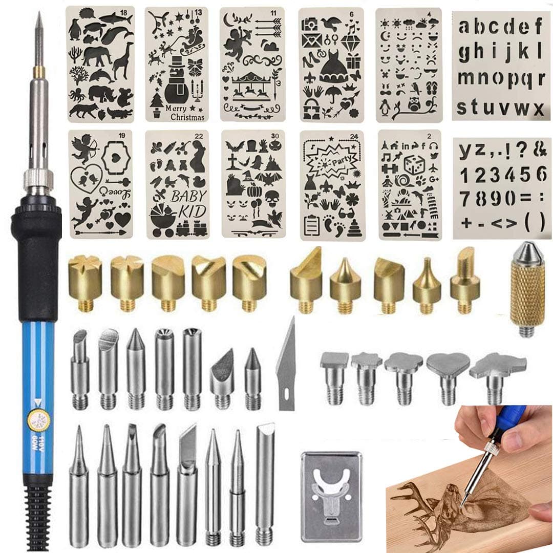 Wood Burnning Kit,Wood Burner Pyrography Pen,Woodburnning Kit for Adults Beginner 46pcs