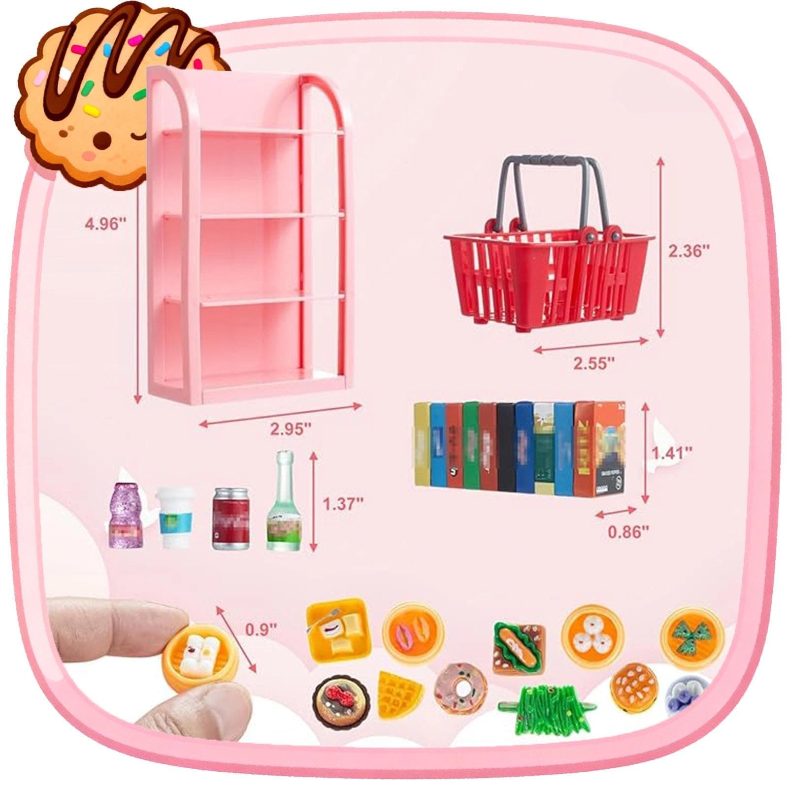 164pcs Miniature Supermarket Shelves Furniture Model 4 Layers Shelf Display Rack 1:12 Doll House Accessory Storage Bookshelf Accessories Mini Locker Decor Food Drink Bottle Toy Cosplay Game Party