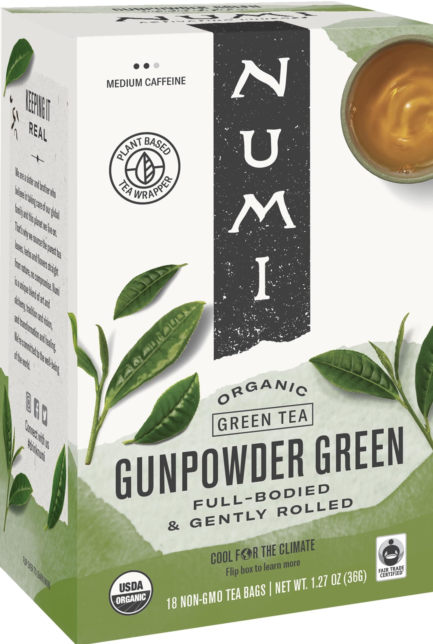 Organic Tea Gunpowder Green Temple Heaven Green Tea - 18 Count (Pack of 6)
