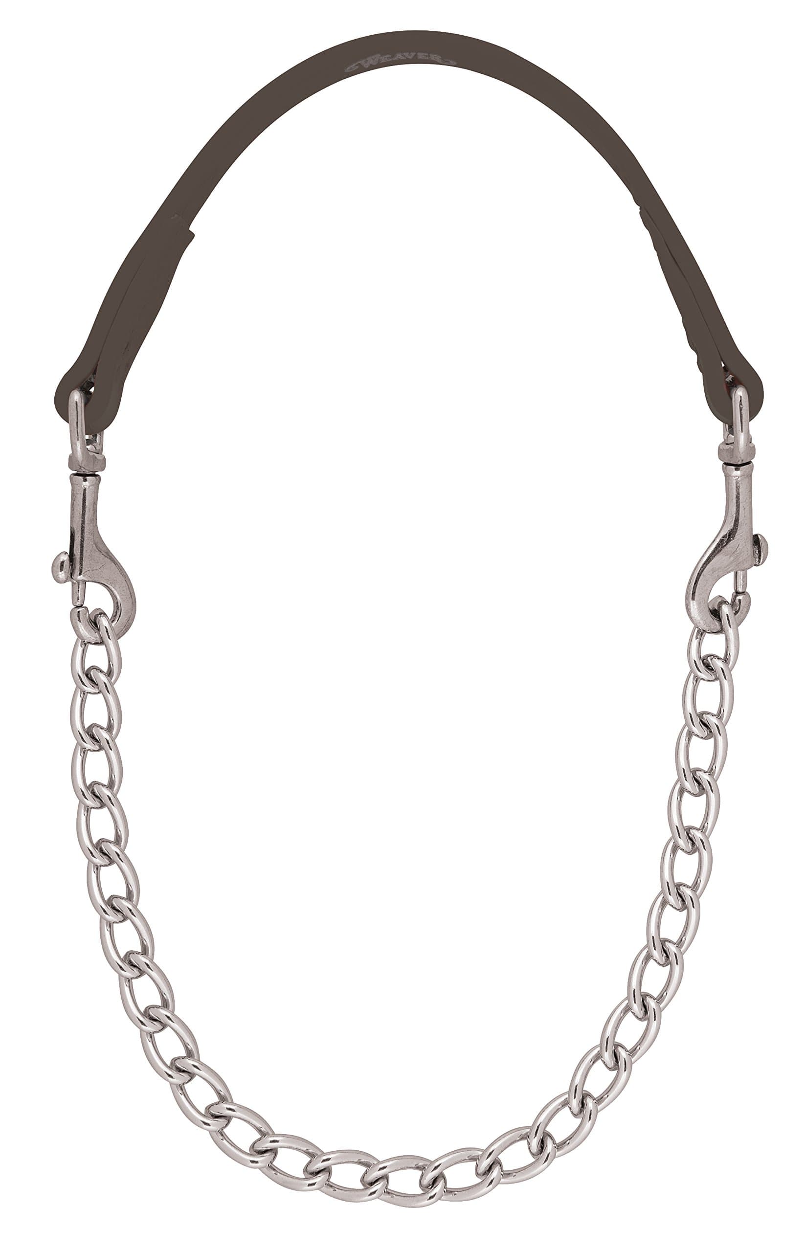 Weaver Leather Brahma Webb Goat Collar, Nickel Plated Chain Brown