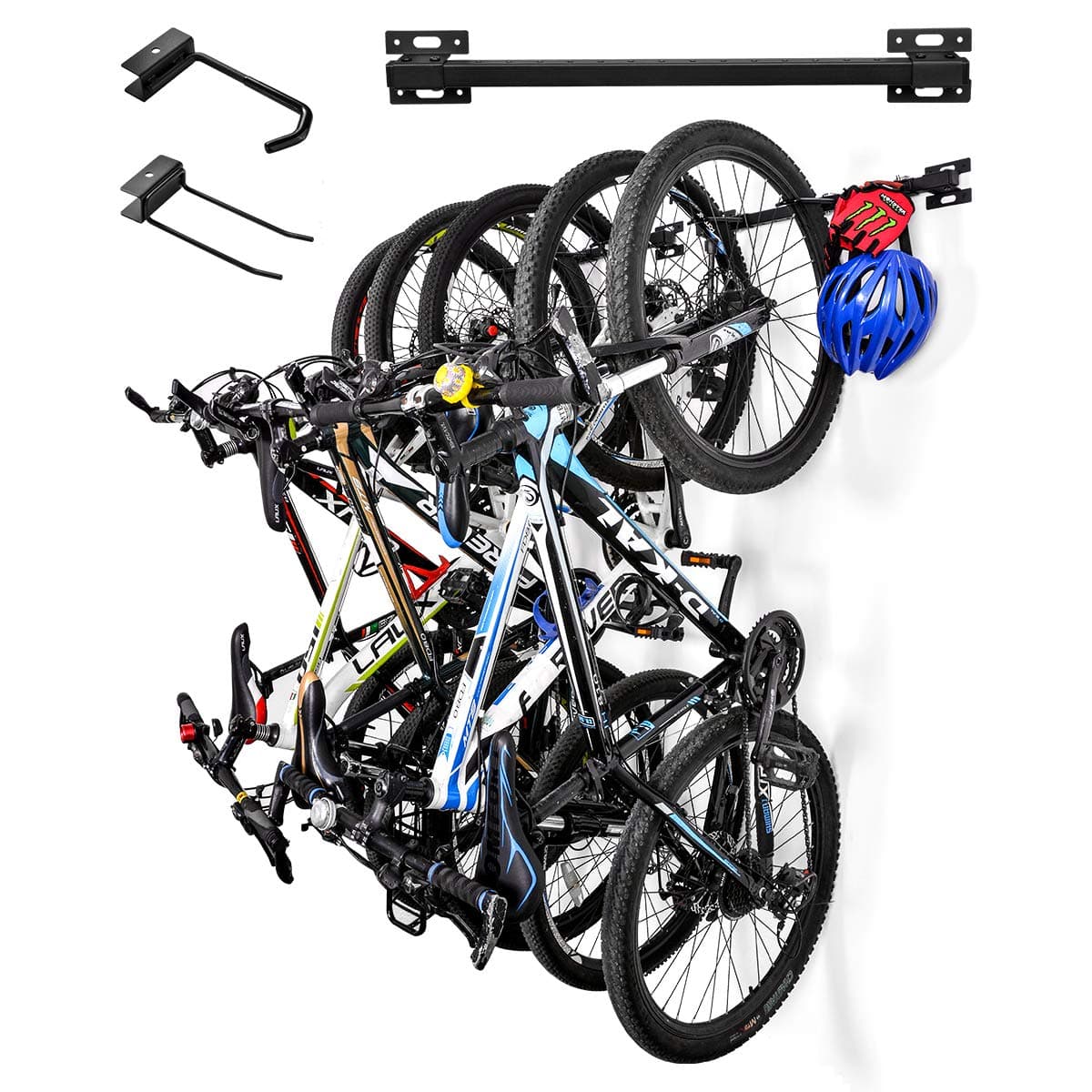Sunix Bike Storage Rack, Bike Wall Rack, Adjustable Vertical Cycling Hanger for Garage and Home, Wall Mount Garage Storage Systems Hold Up 5 Bicycles, For Road or Mountain Bicycles, 2 Pack