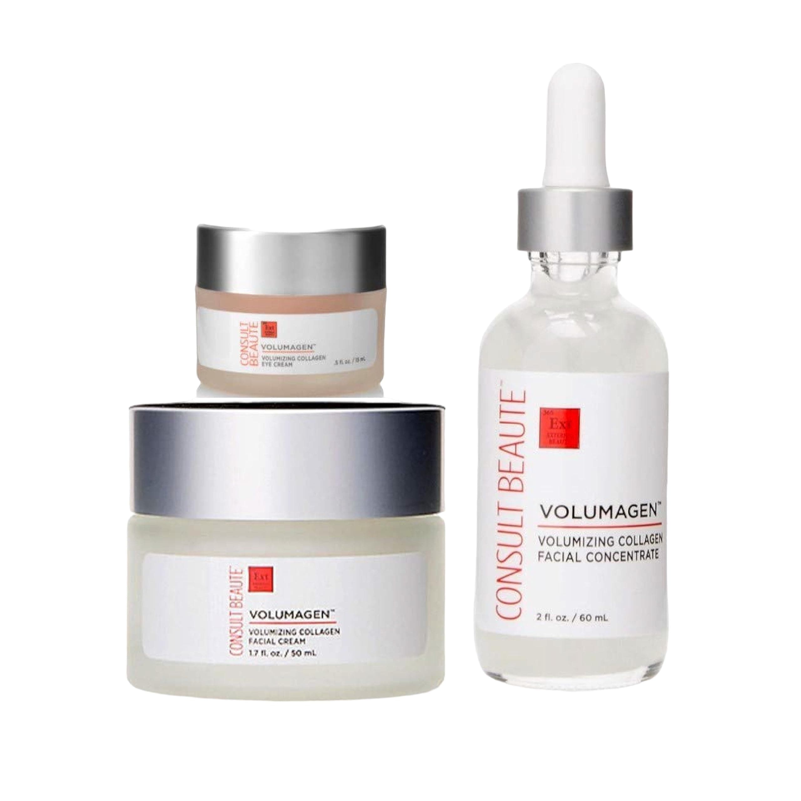 Consult Beaute Volumagen TRIO - Serum Concentrate, Volumizing Facial Cream & Eye Cream - Anti-Aging - Face, Neck & Eye - Collagen - Hyaluronic Acid