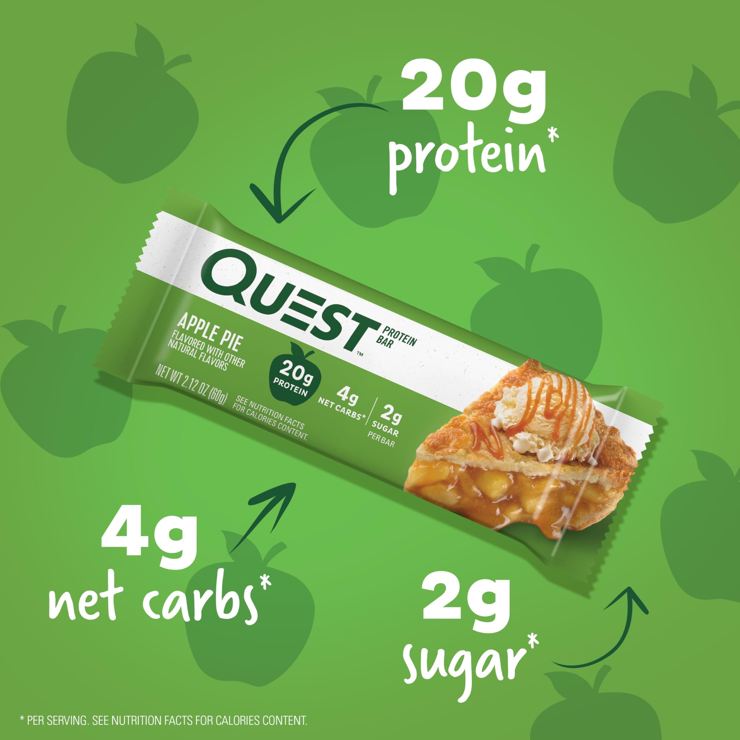 Quest Nutrition, QuestBar, Protein Bar, Apple Pie, 12 Bars, 2.1 oz (60 g) Each International Direct