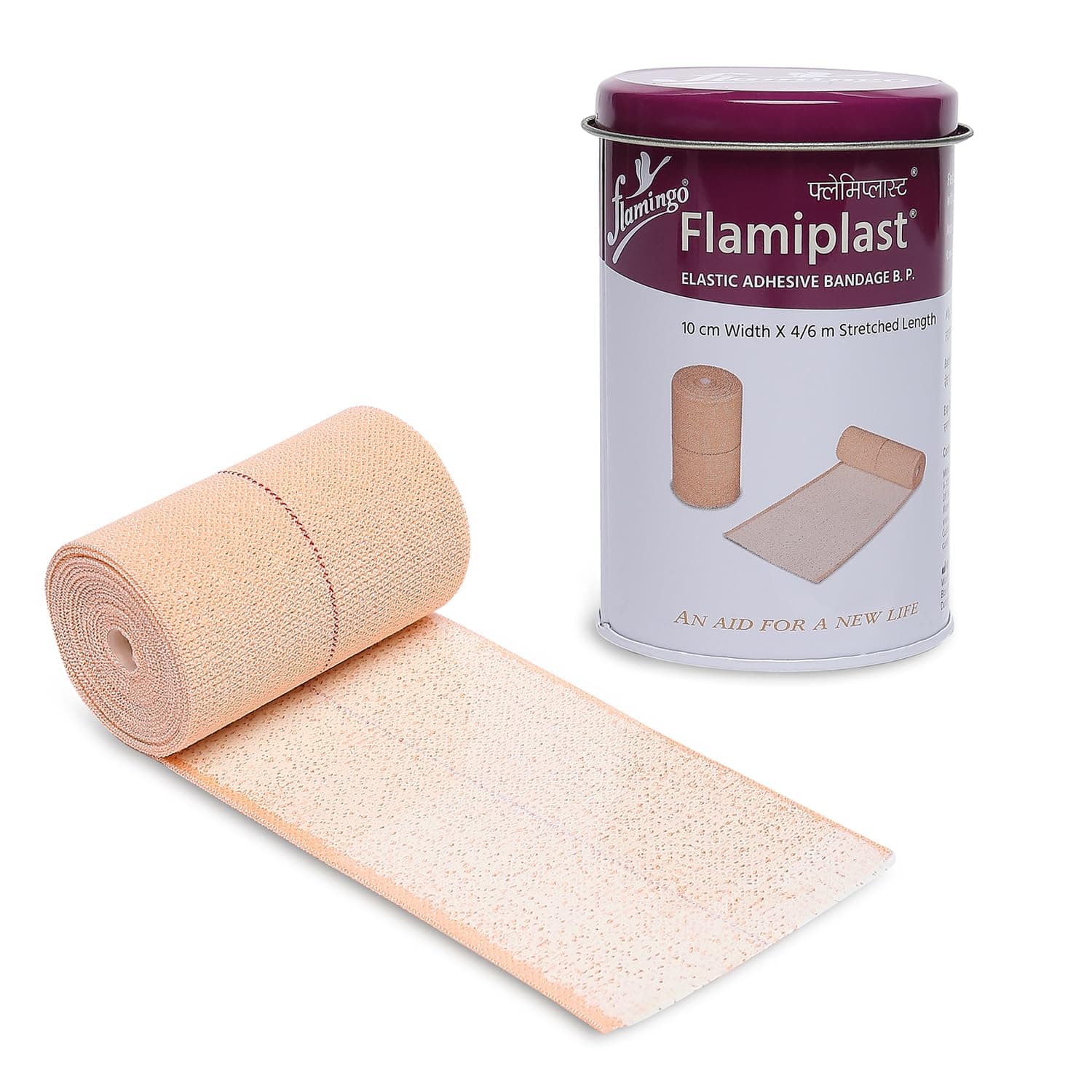 Flamiplast (Elastic Adhesive Bandage B. P.) Support, Compression | Stretched Length upto 4/6 Mtr | 10 cm