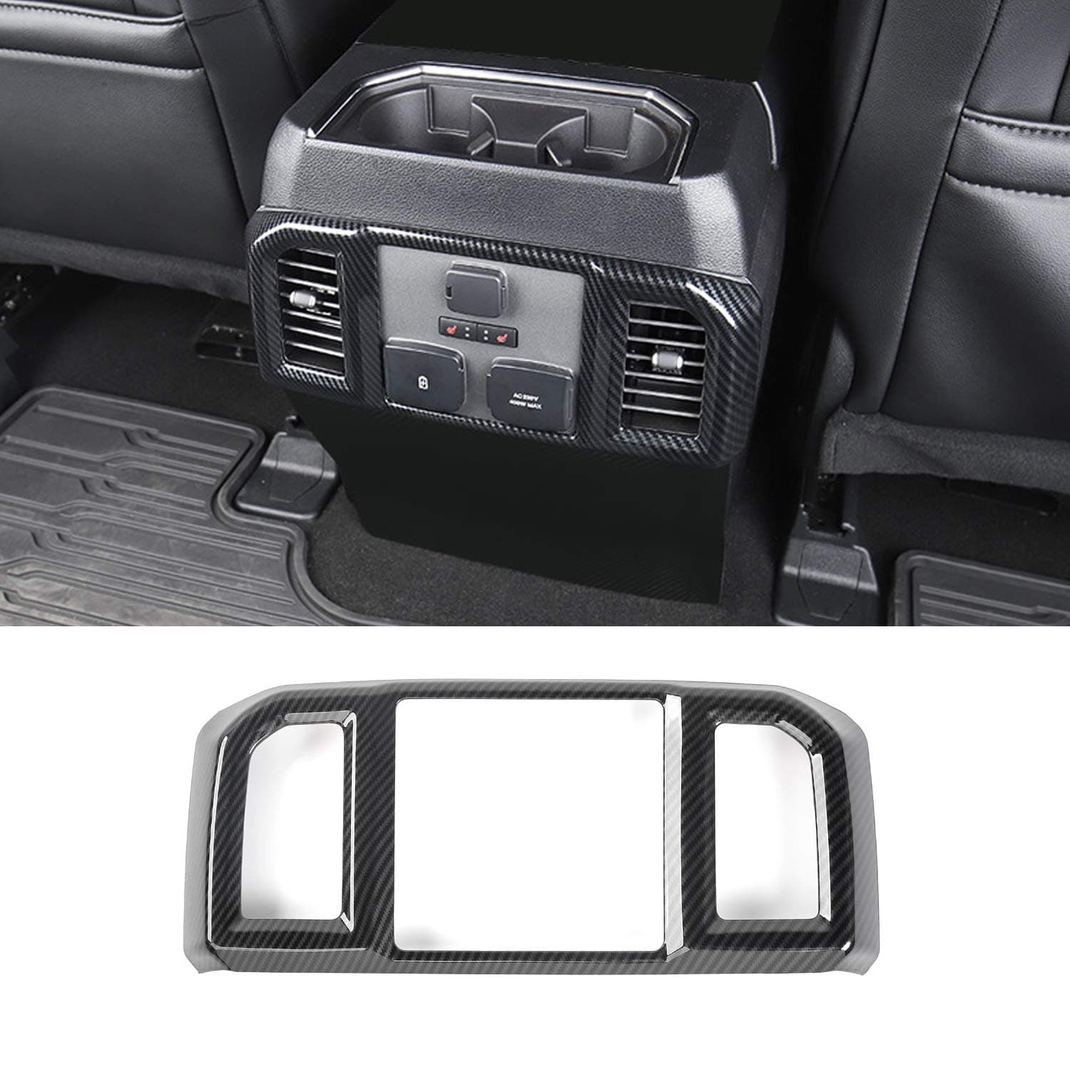 Keptrim for F-150 ABS Carbon Fiber Rear Air Conditioning Vent Outlet Panel Trim for 2016-2019 Ford F150, 1pc