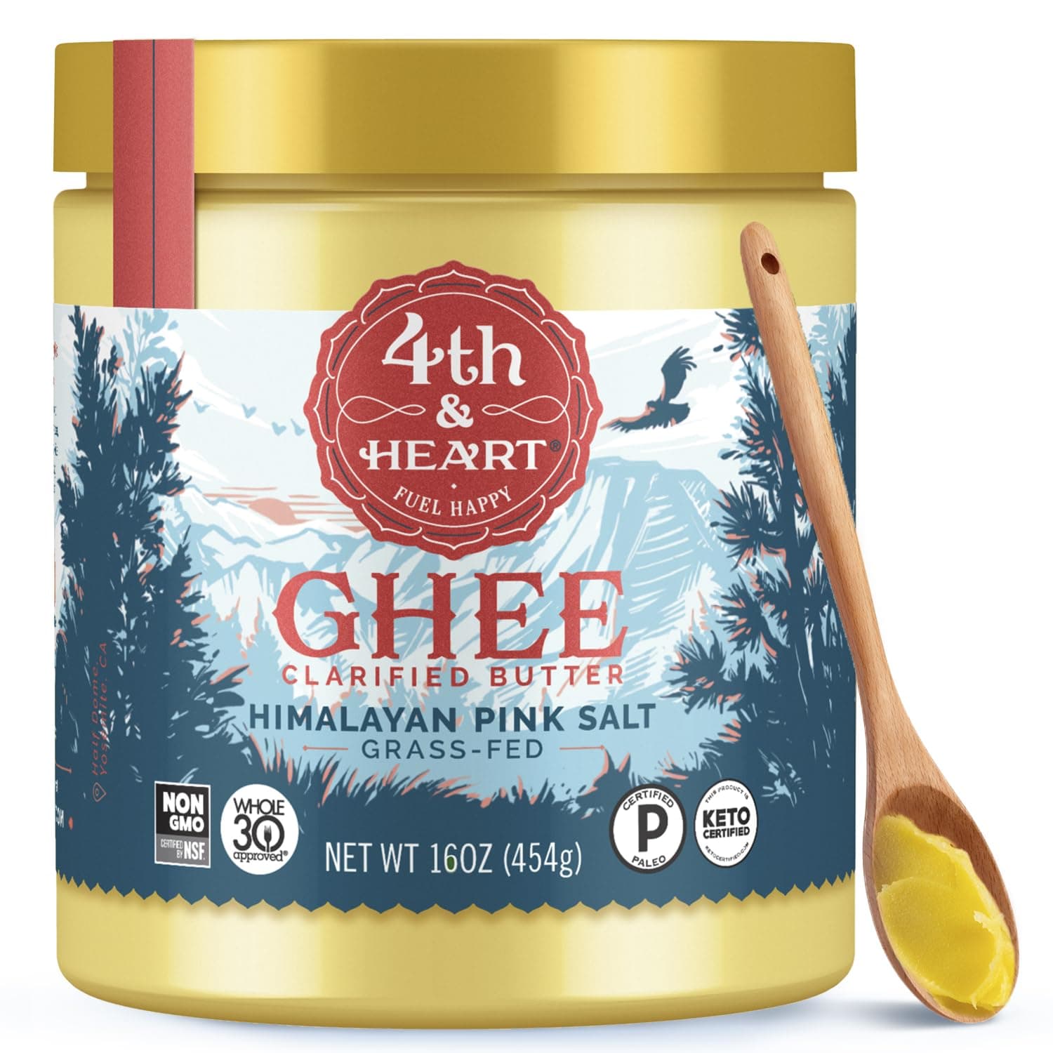 4th & Heart, Ghee Clarified Butter, Grass-Fed, Himalayan Pink Salt, 9 oz (225 g)