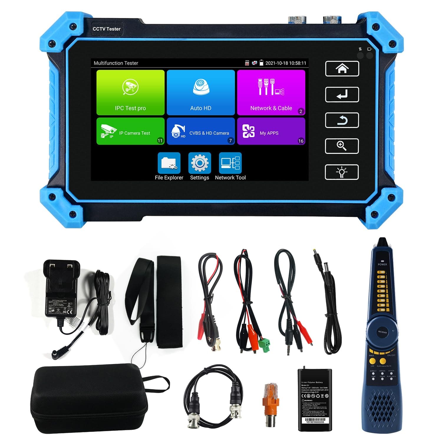 5.4'' IPC Tester,Monitor Tester 8MP AHD CVI TVI SDI CVBS IP Camera Test RJ45 Cable TDR Tester Support POE PTZ RS485 HDMI In VGA In(IPC-5200C Plus)