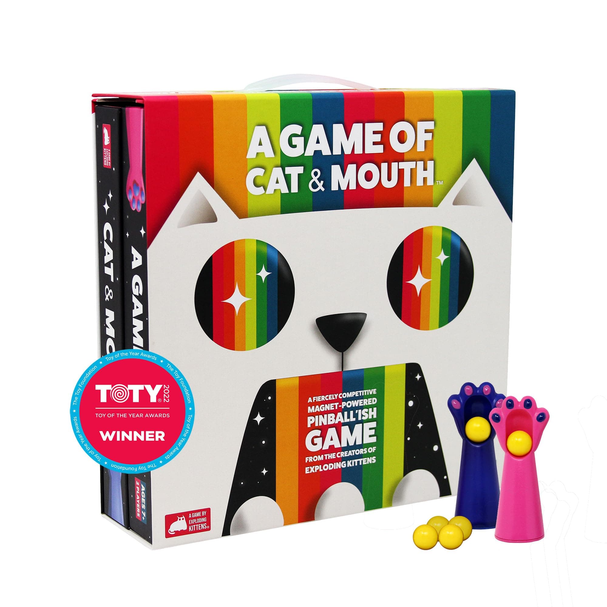 Exploding Kittens - A Game of Cat & Mouth – Fling, Score, and Win! – 2 Player Mini Arcade Game - Pinball Like Toy
