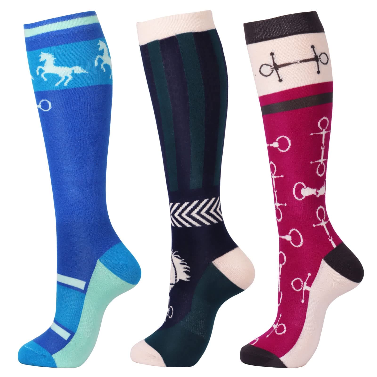 3 Pairs Premium Quality Equestrian Riding Socks for Horse Riding &Tall Boot Knee High Socks for Women