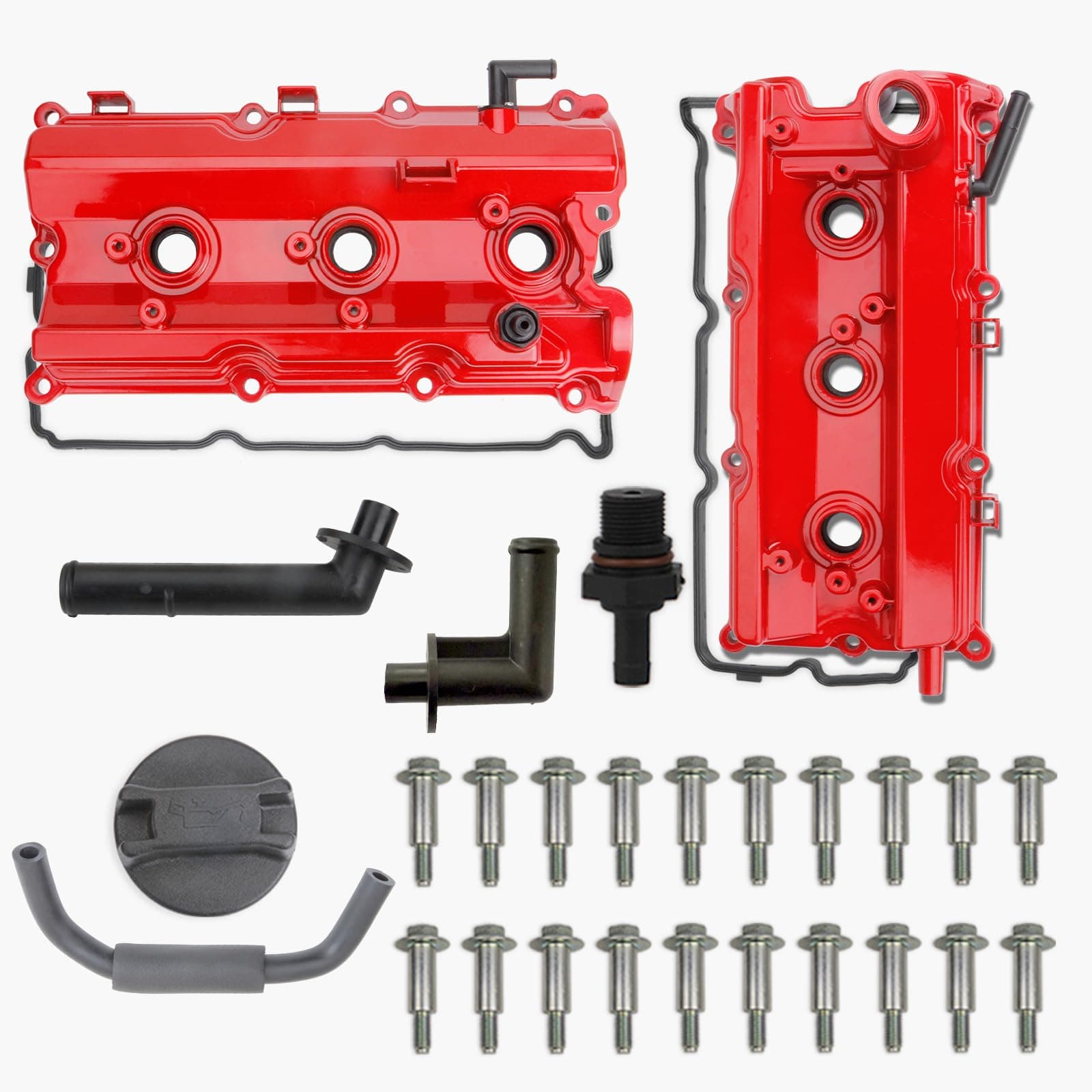 Upgrade Aluminum Valve Cover Left and Right Compatible with 2003-2008 Nissan 350Z Infiniti FX35 G35 M35 VQ35DE 3.5L Part # 13264AM600 13264AM610