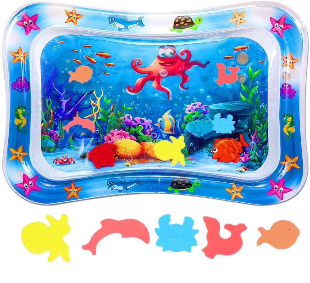 Tummy Time Mat Inflatable Water Mat Baby Playmat Sensory Toy Development Stimulation Growth Activity Play Centre for Infants & Toddlers 3 to 24 Months Portable Strengthens Neck Girls Boys