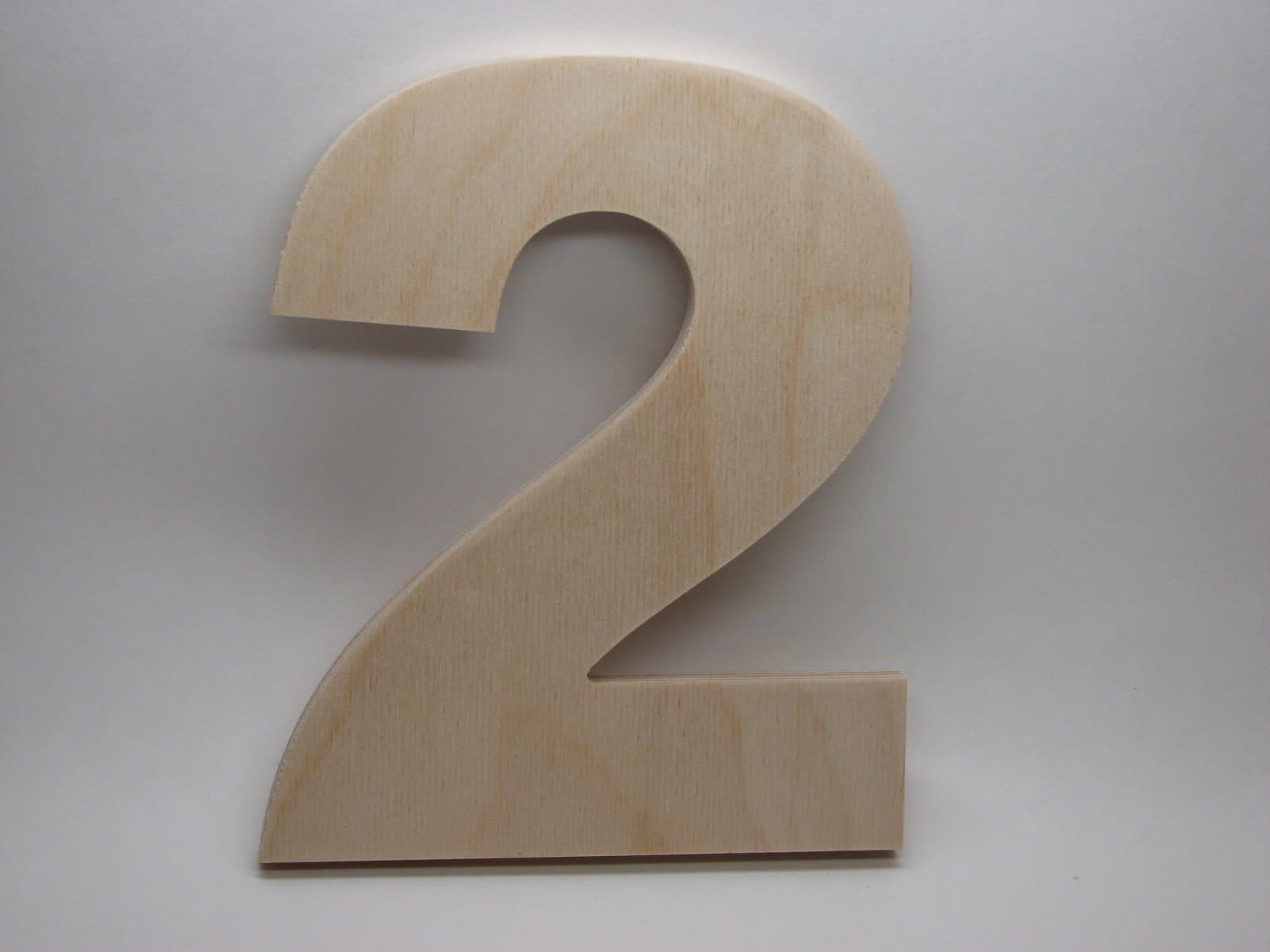 LetterWorx 8" Wooden Number 2 - Arial Font | Unfinished Baltic Birch Wood Letter | 8 Inch Tall