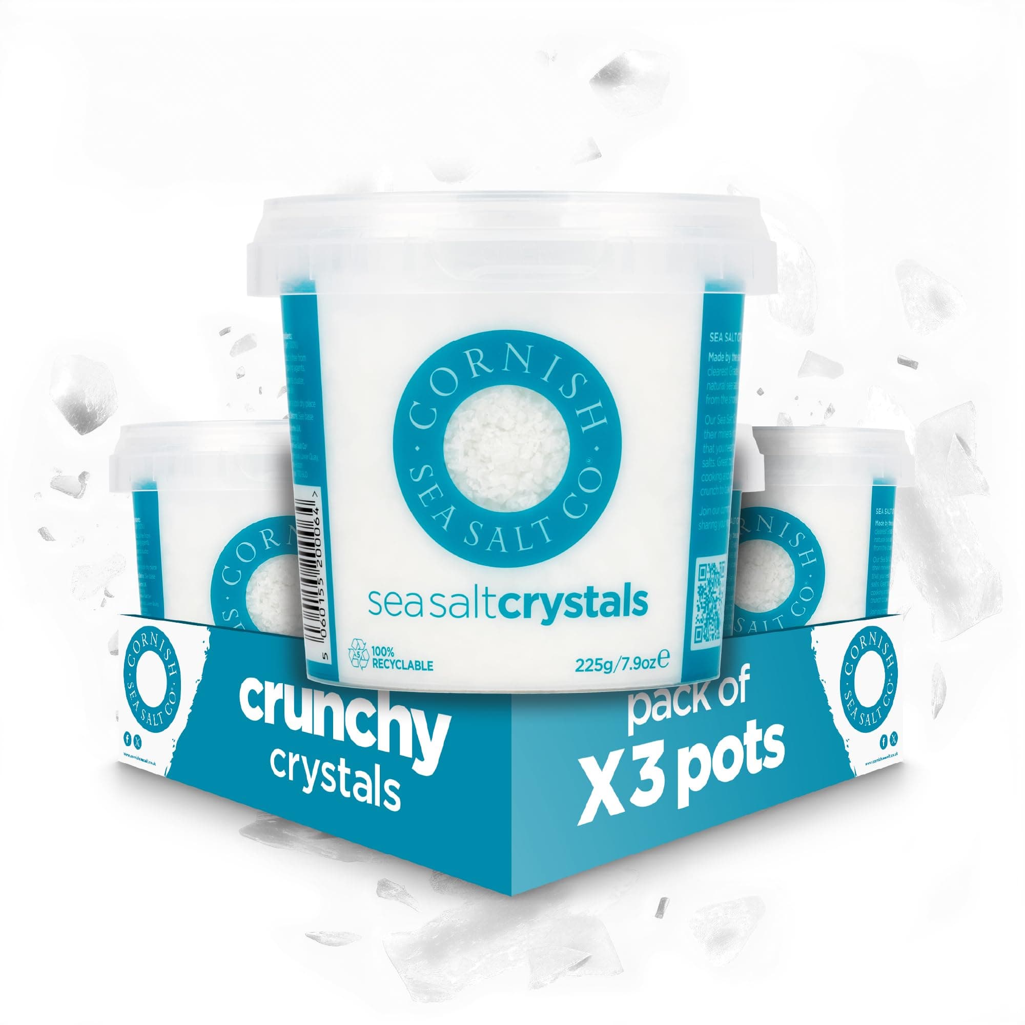 Cornish Sea Salt Crystals 225g (Pack of 3)