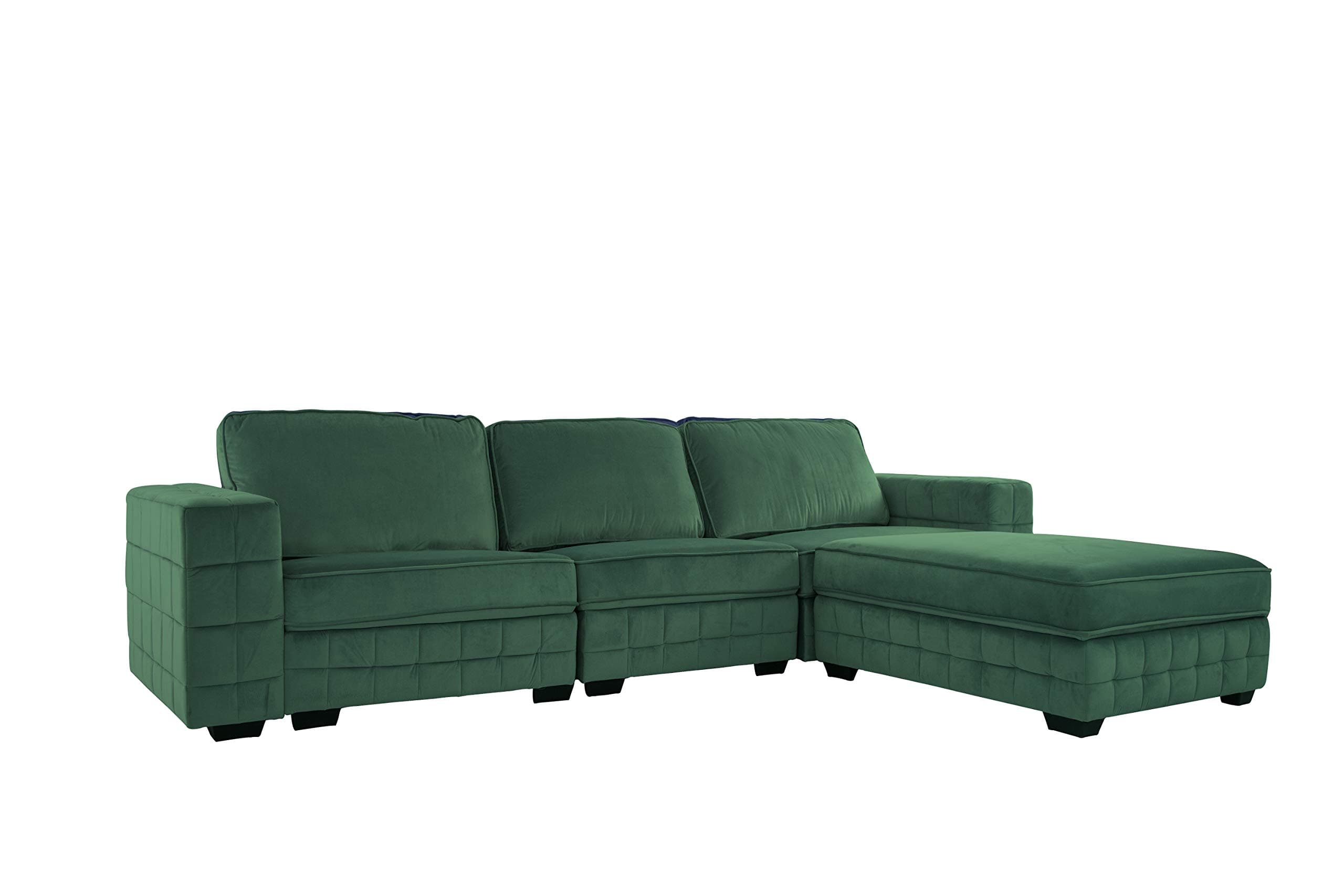 Upholstered Velvet Sectional Sofa, 111" W inches (Green)