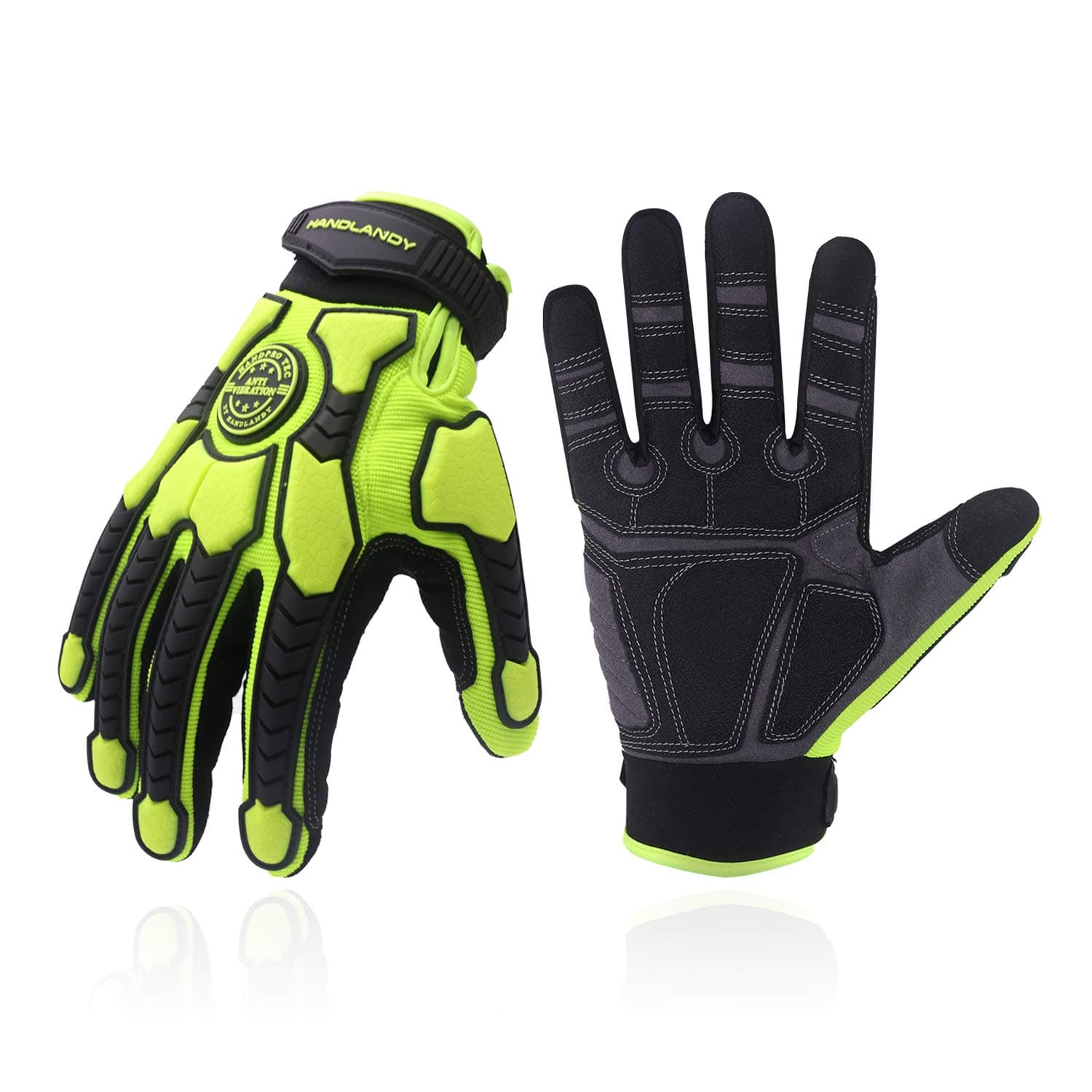 HLDD HANDLANDY Heavy Duty Work Gloves, TPR Protector Impact Gloves, Men Anti Vibration Mechanic Work Glove TouchScreen