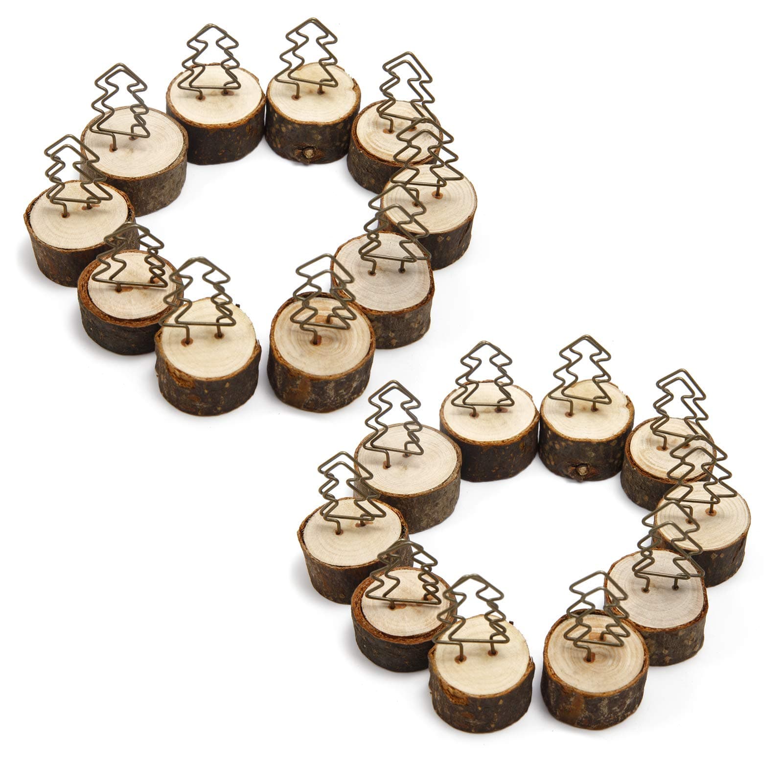 ToPicks Rustic Real Wood Base Place Card Table Name Holder for Wedding Office Table Decoration