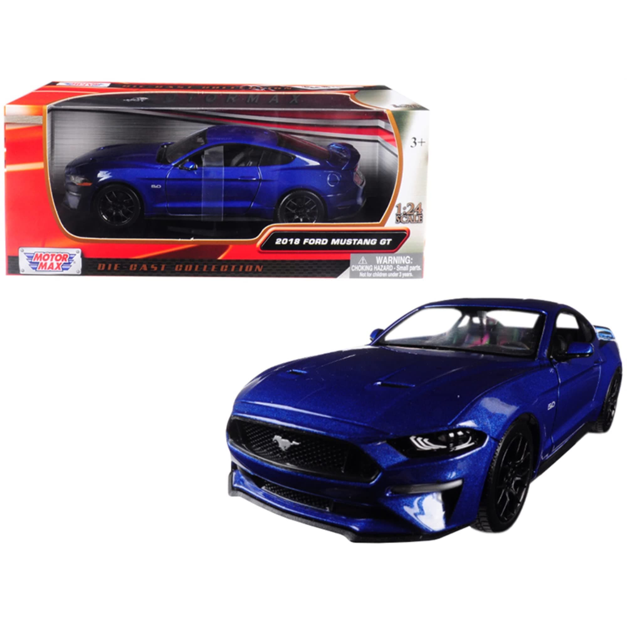 Motormax 2018 Ford Mustang GT Blue 1/24 Diecast Model 79352 Blue