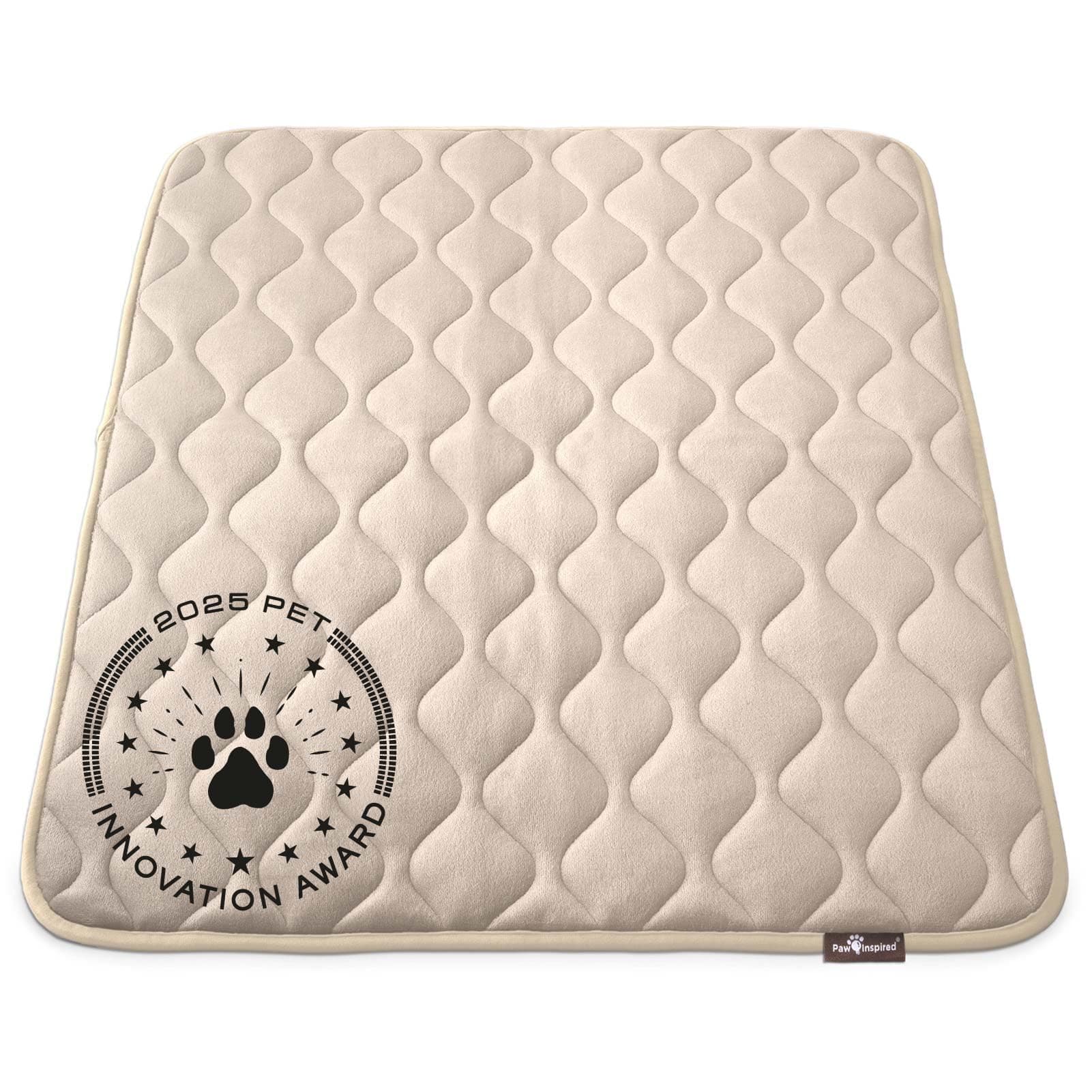 Washable Padded Crate Mats for Dogs | 41” x 28” Pad, Fits 42-inch Kennels | Leakproof, Waterproof Bottom, Plush Pet Beds (Tan)