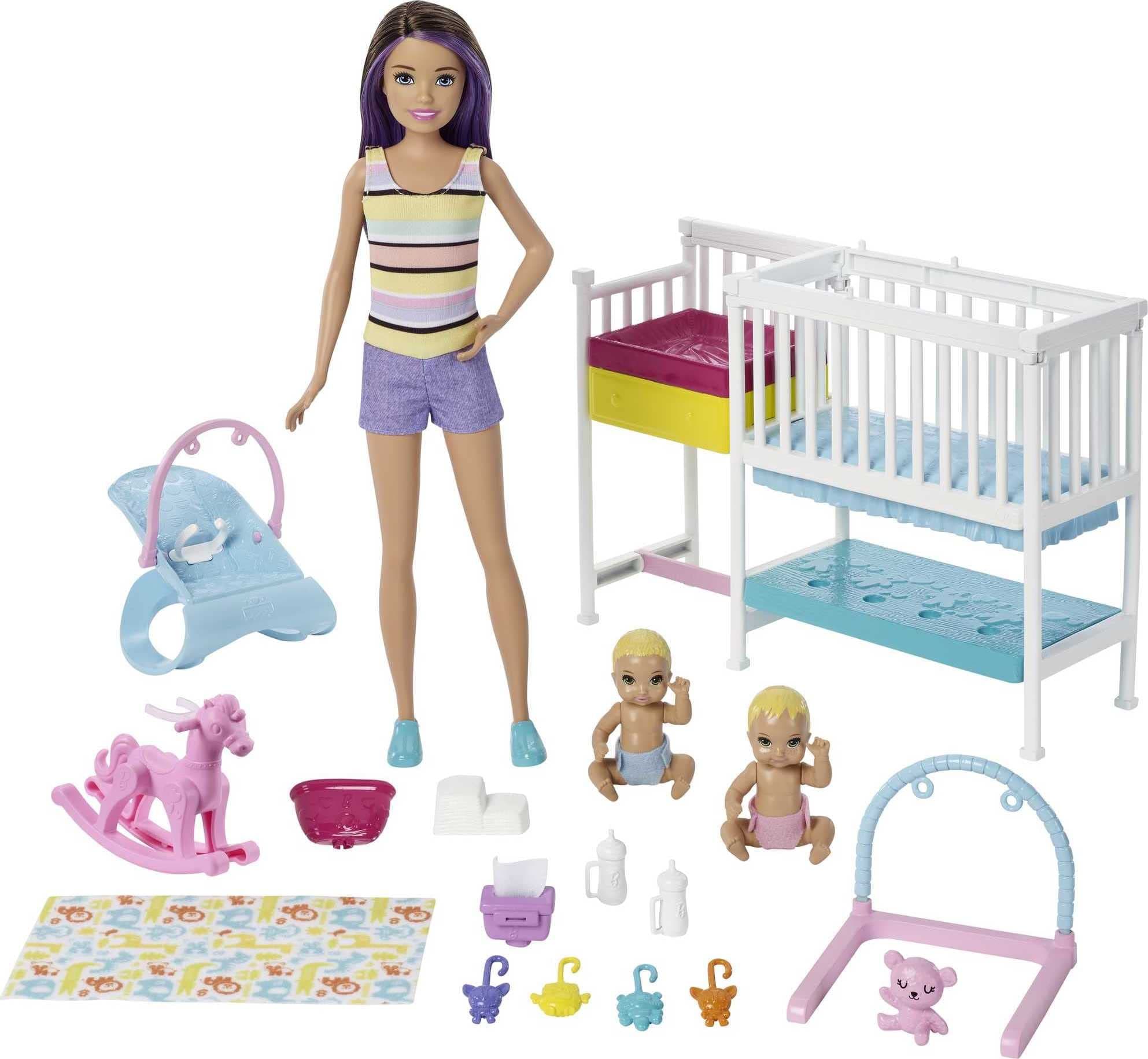 Skipper Babysitters Inc Dolls & Playset, Nap 'n Nurture Nursery, Skipper Doll, Baby Doll, Crib & 10+ Accessories, Working Toy Bouncer