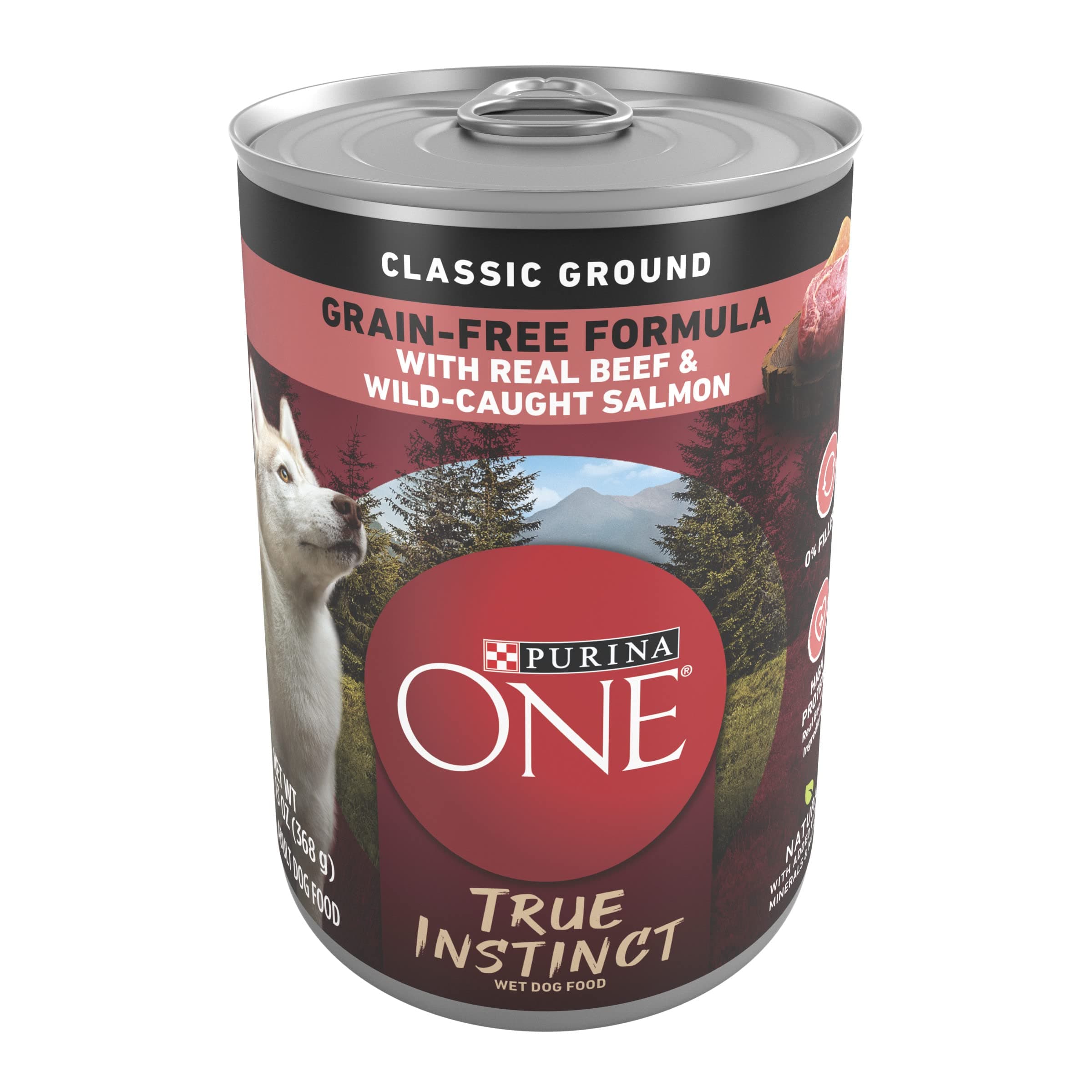 Wet Dog Food True Instinct Classic Ground Grain-Free Formula With Real Beef and Wild Caught Salmon High Protein Wet Dog Food - (Pack of 12) 13 oz. Cans