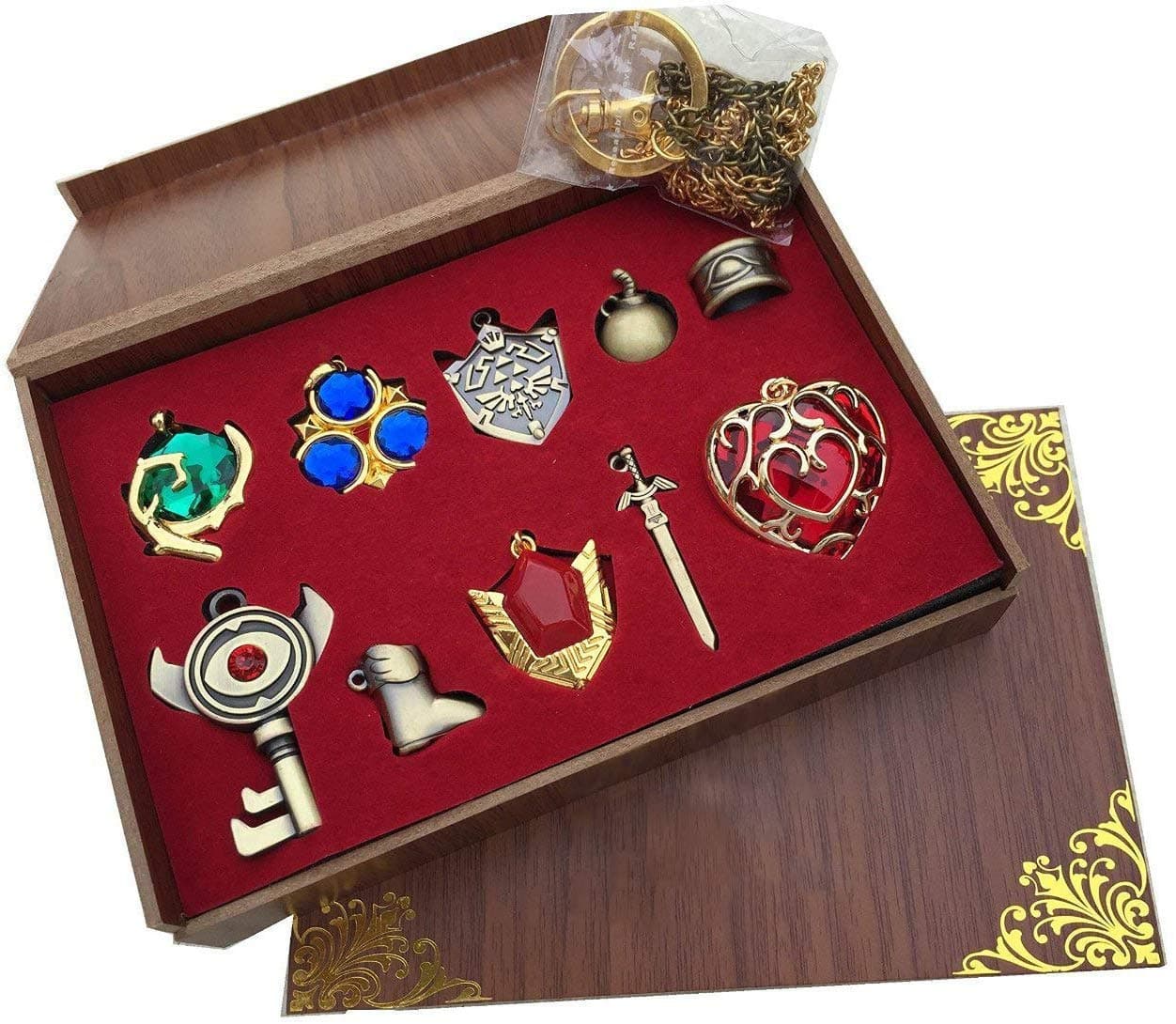 Vineen The Legend of Zelda Keychain Necklace Pendant Key Set Collection Gift Box