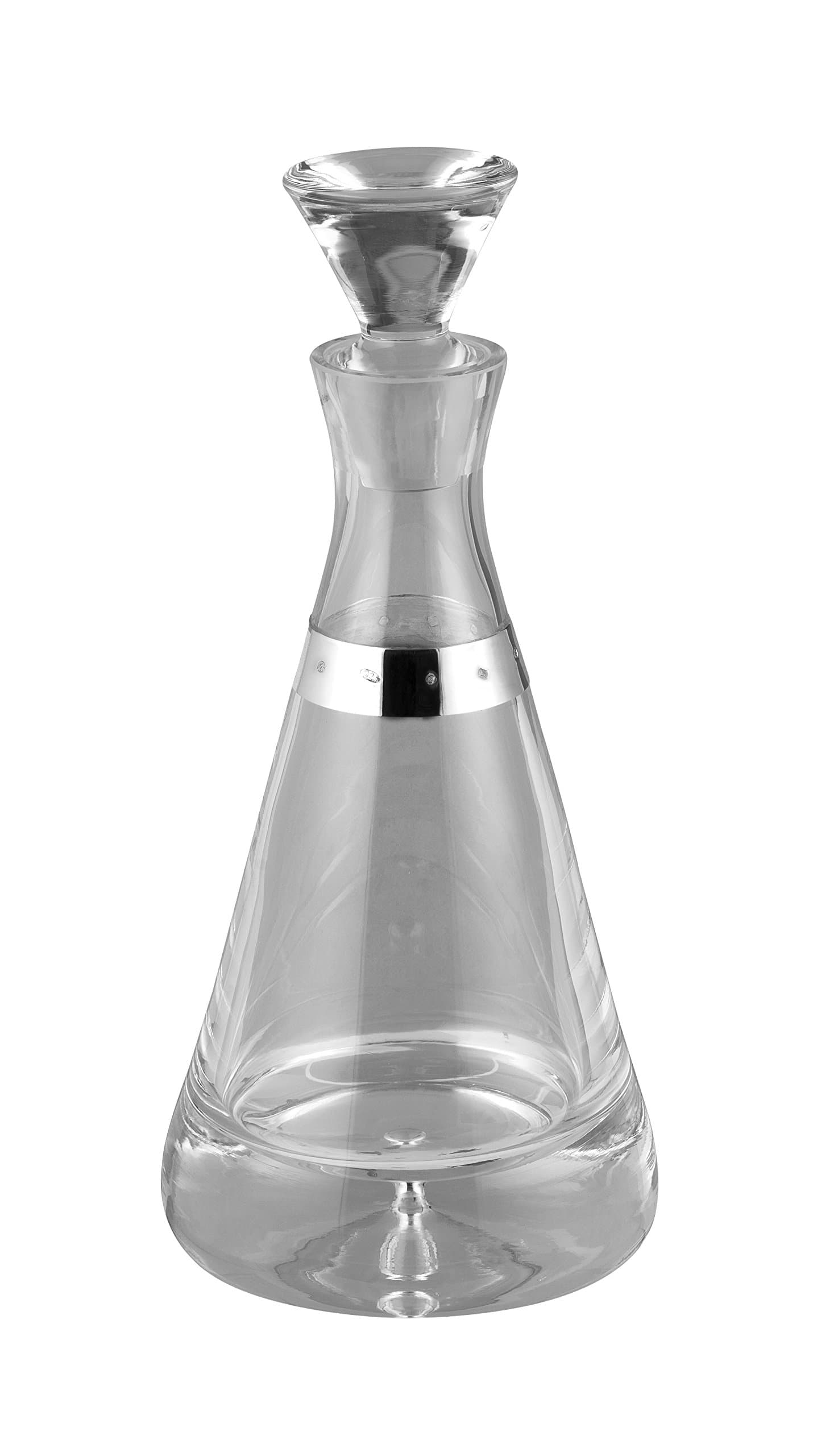Mounted Crystal Bell Decanter with sterling silver plimsoll line.