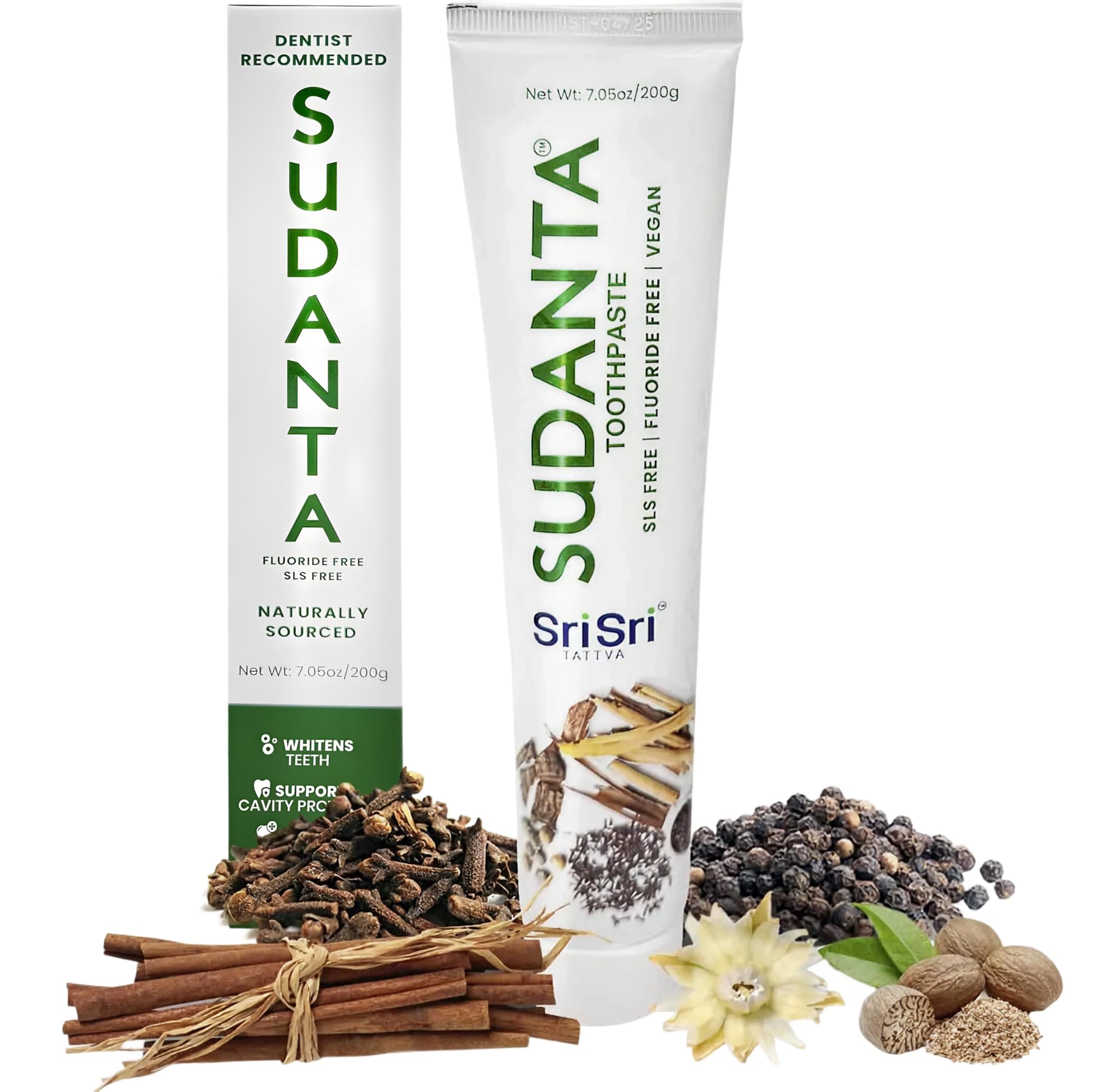 Sri Sri Tattva Sudanta Herbal Toothpaste – SLS Free & Fluoride Free Natural Ayurvedic Toothpaste for Strong Teeth, Healthy Gums & Oral Care – 200 g (1 Pack)