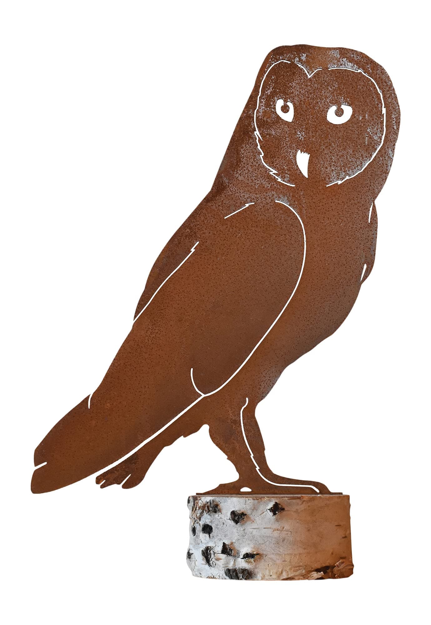 Elegant Garden Design Barn Owl, Steel Silhouette with Rusty Patina