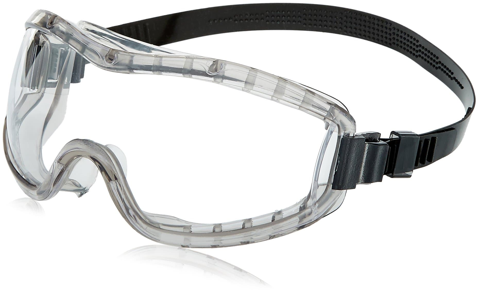 MCR Safety2310AF Stryker Adjustable Polyvinyl Chloride Strap Stylish Goggle with Smoke Frame and Clear Anti-Fog Lens, 1 Pair