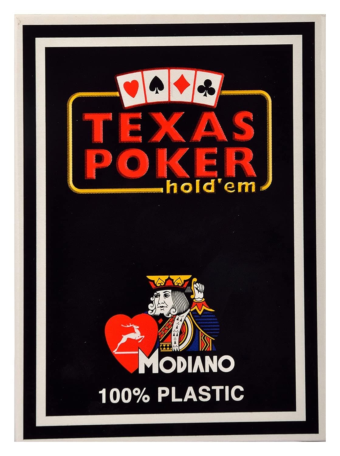 Modiano Texas Poker 2 Jumbo Index 100% Plastic Playing Cards (Black, Single Deck)
