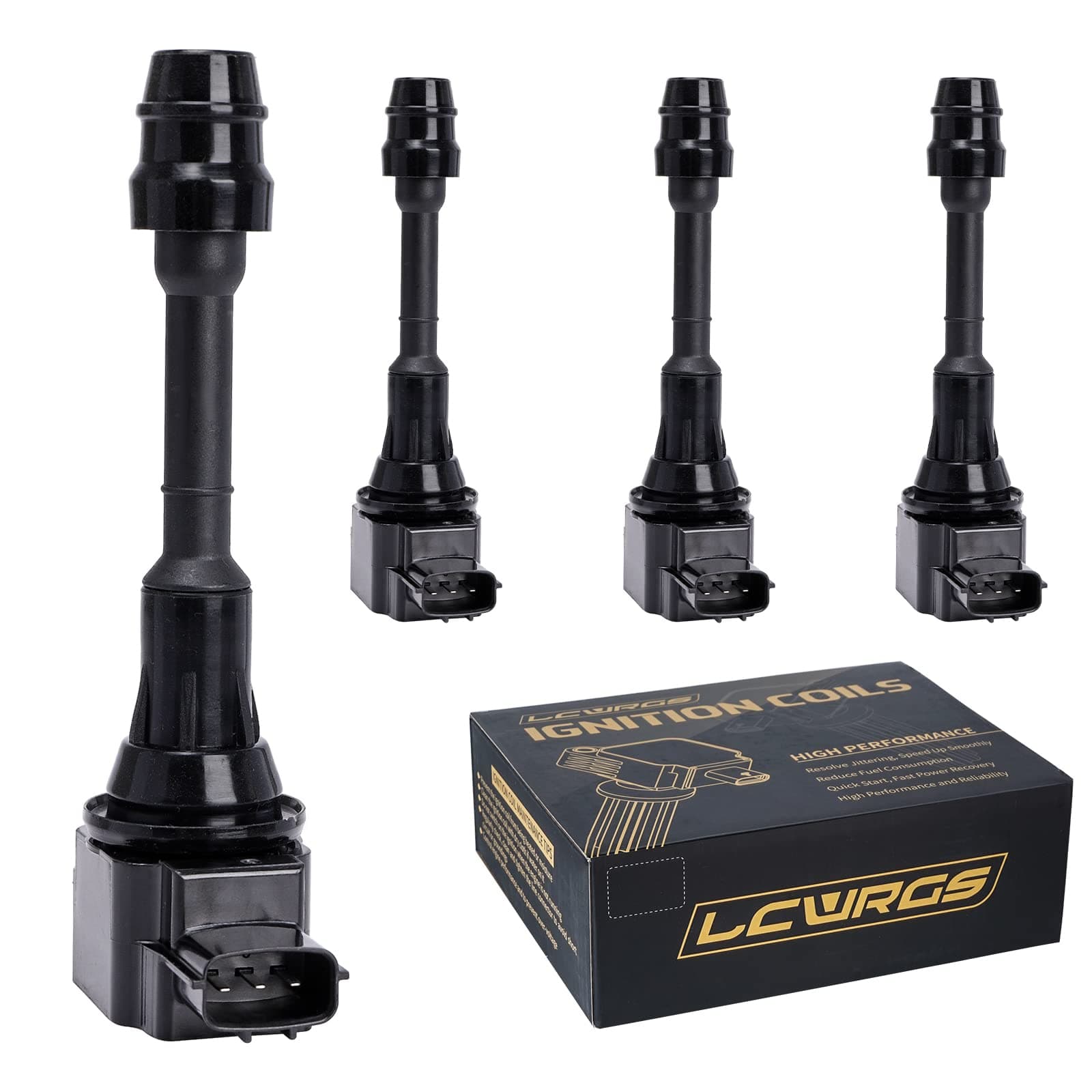 LCWRGS Set of 4 Ignition Coil fits for 2002 2003 2004 2005 2006 Nissan Altima Sentra X-Trail Coil Pack 2.5 L4 Replaces# UF350 C1398